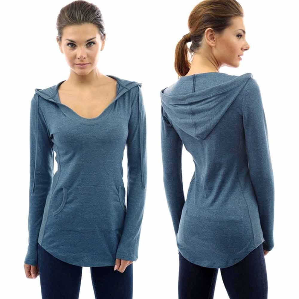 Women's Slim Fit Hoodie with Pocket - Long Sleeve Pullover Sweatshirt for Casual Wear, Workout & Outdoor Activities