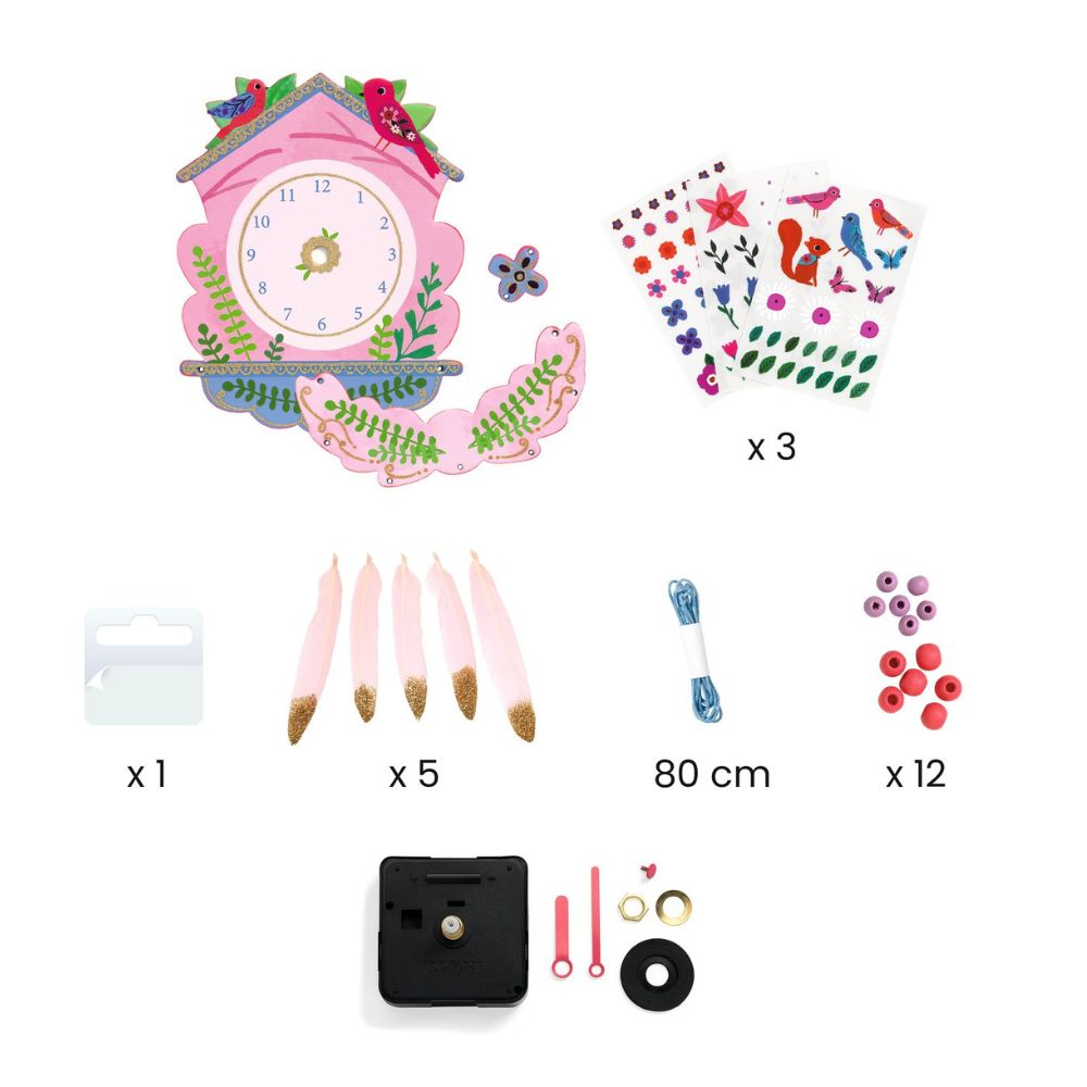 DIY Cuckoo Clock Kit with Stickers - Fun & Educational Wooden Clock Making Craft for Kids - Perfect for Home Decor, Classroom Projects & Creative Playtime