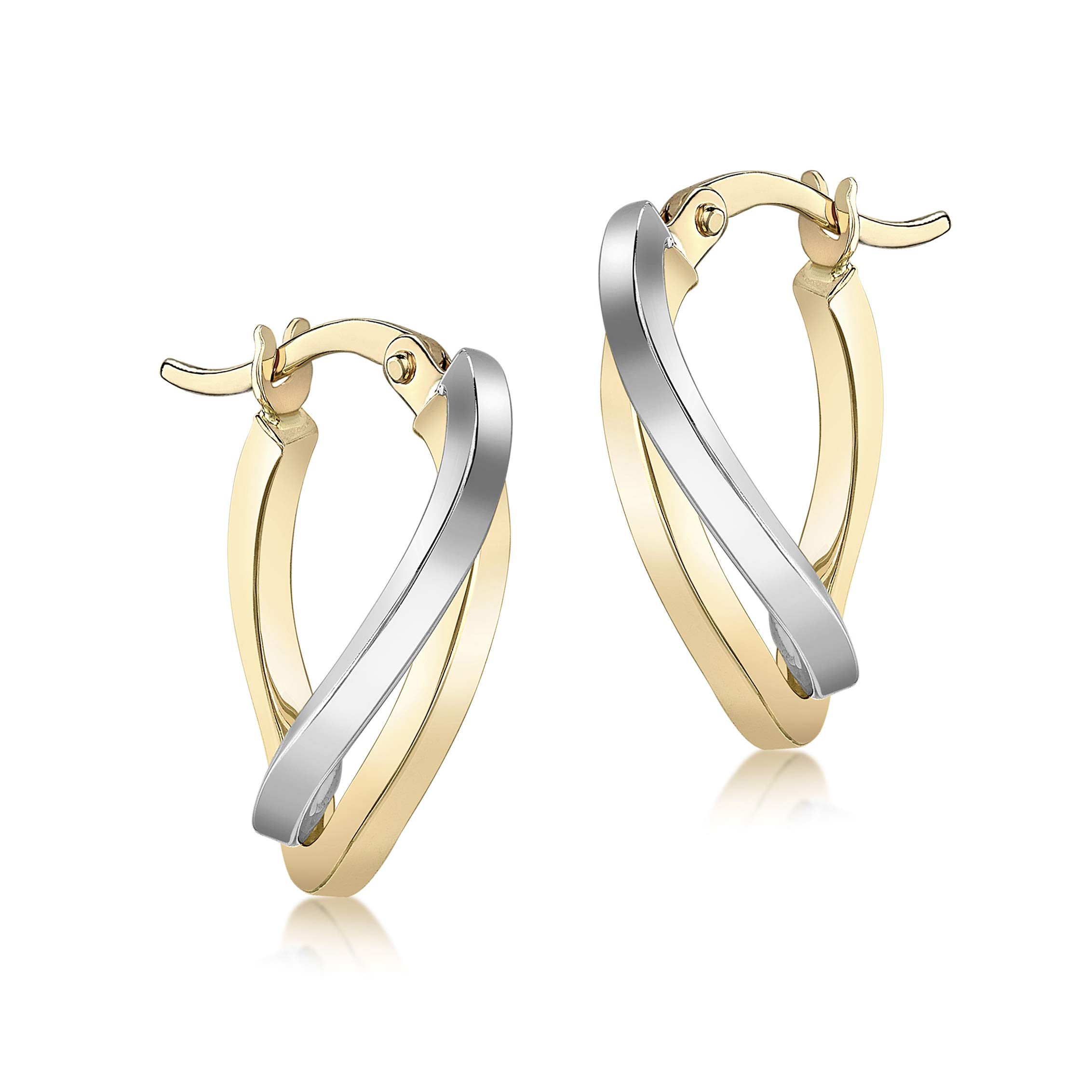 Carissima 9K Two-Tone Gold Wave Creole Earrings for Women | Elegant Hoop Earrings for Everyday Wear & Special Occasions