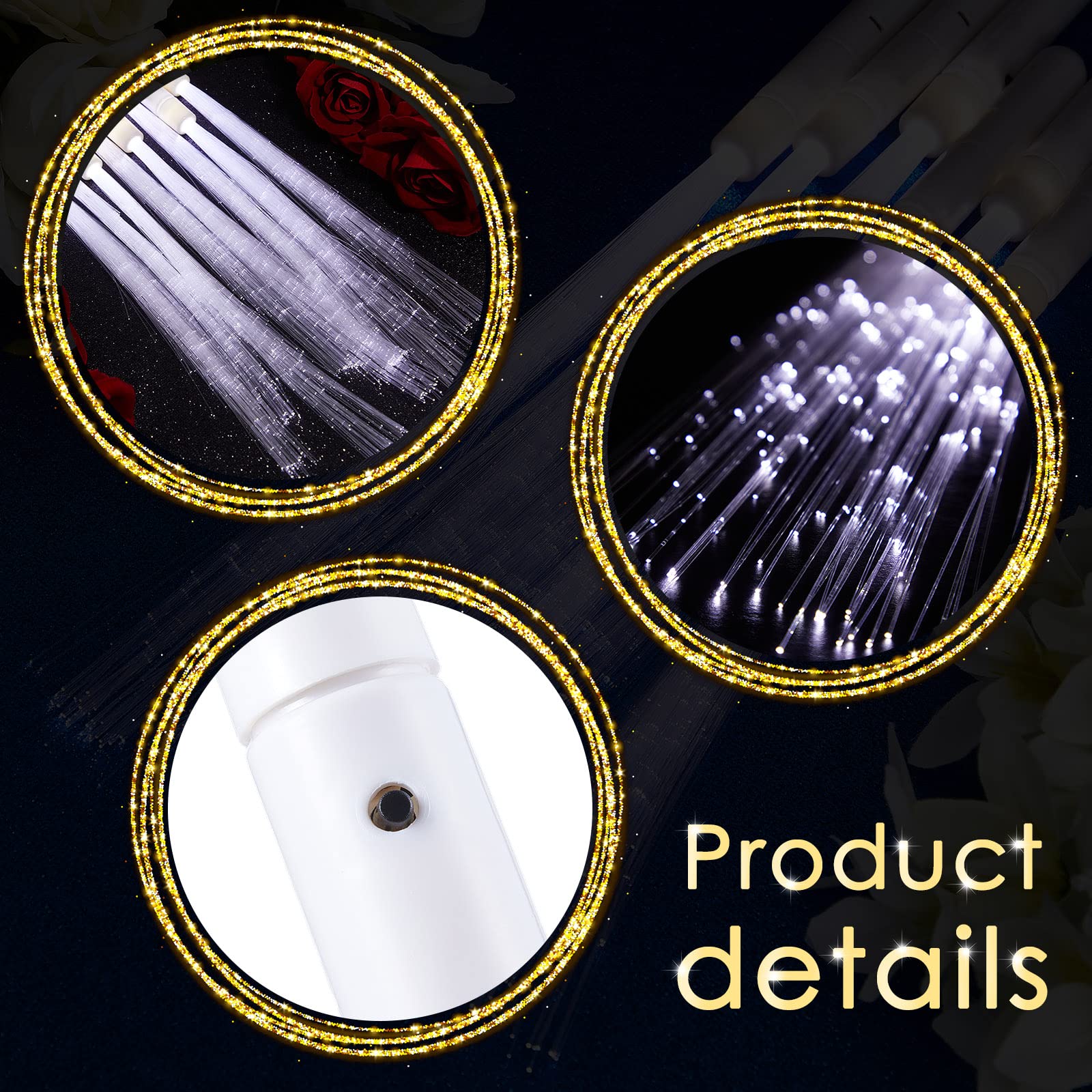 **80-Pack 14-Inch Fiber Optic LED Magic Wands - White Glow Sticks with 3 Light Modes for Weddings, Bridal Showers, Birthdays & Dark Parties | Flashing Sparklers for Dance Performances & Nighttime Celebrations**