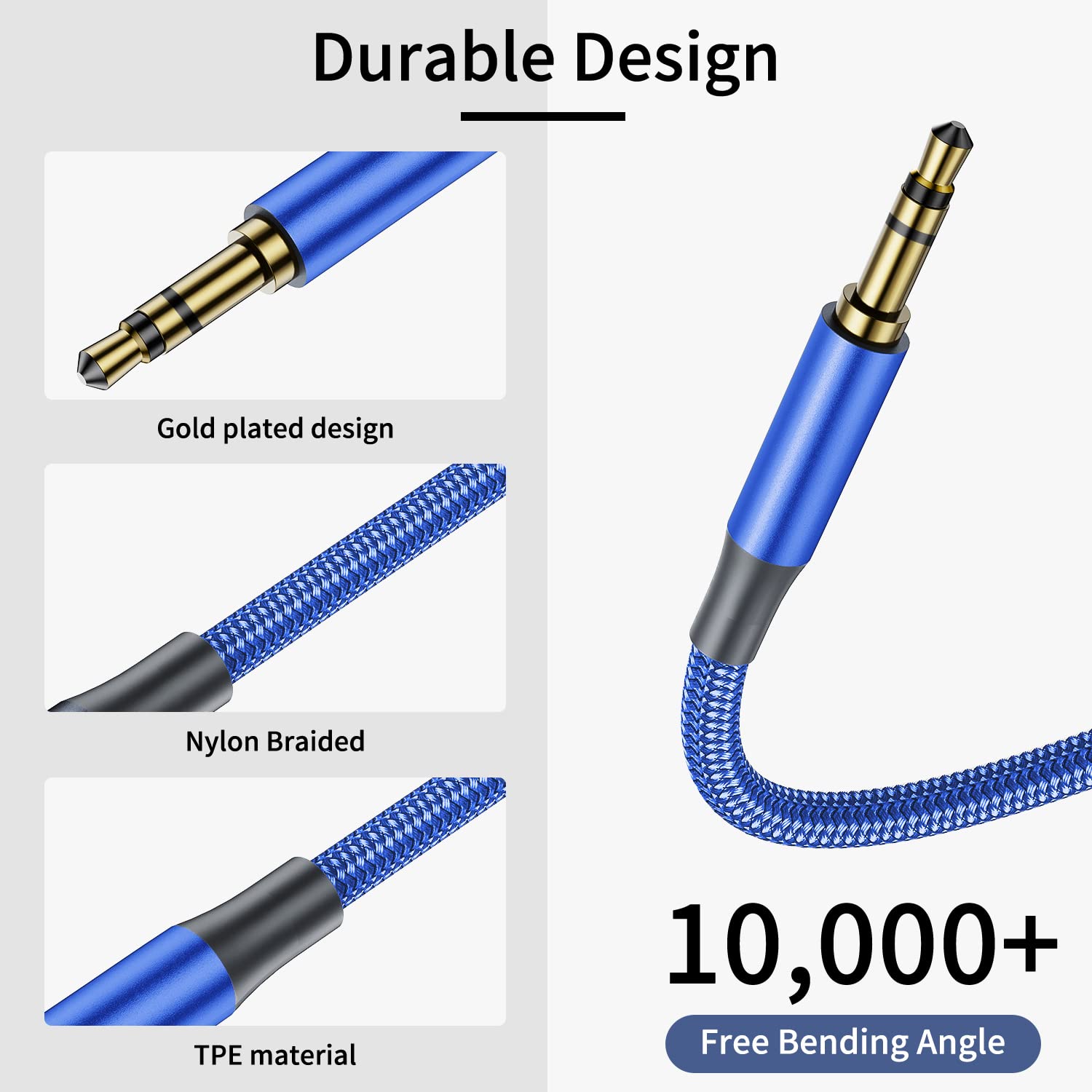 3.5mm Aux Cable [2 Pack 1m & 2m] Braided Nylon Male to Male Audio Auxiliary Cord - Hi-Fi Sound for Car Stereo, Home Speakers, Headphones, iPhone, iPad, Beats, Sony, Echo Dot (Blue) - Perfect for Road Trips, Home Audio & Mobile Devices