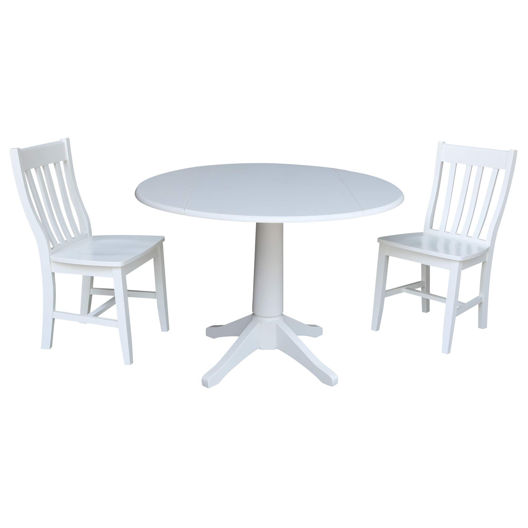 International Concepts 42-inch Round Pedestal Dining Table with 2 Chairs, White - Perfect for Small Spaces, Breakfast Nooks & Cozy Apartment Dining