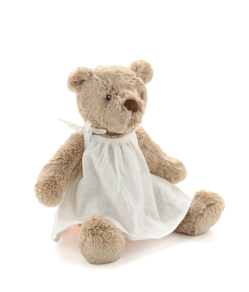 Personalized Honey Bear Dress - White - Cute & Comfortable Baby Girl Outfit for Birthday, Photoshoot & Special Occasions