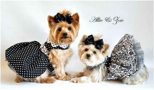 Stylish Black and White Polka Dot Dog Dress - Cute Pet Apparel for Small to Medium Dogs - Perfect for Parties, Photo Shoots & Daily Walks