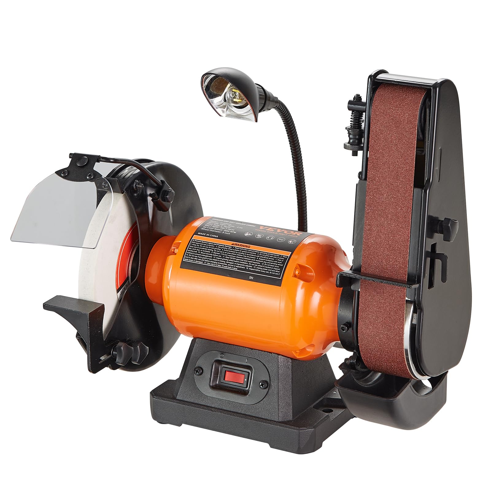 VEVOR 8 Inch Bench Grinder with 2 x 28 Inch Belt Sander Combo - 2.5A Induction Motor for Metalworking, Sharpening, Grinding & Polishing - Perfect for DIY Projects, Workshop & Home Garage Use