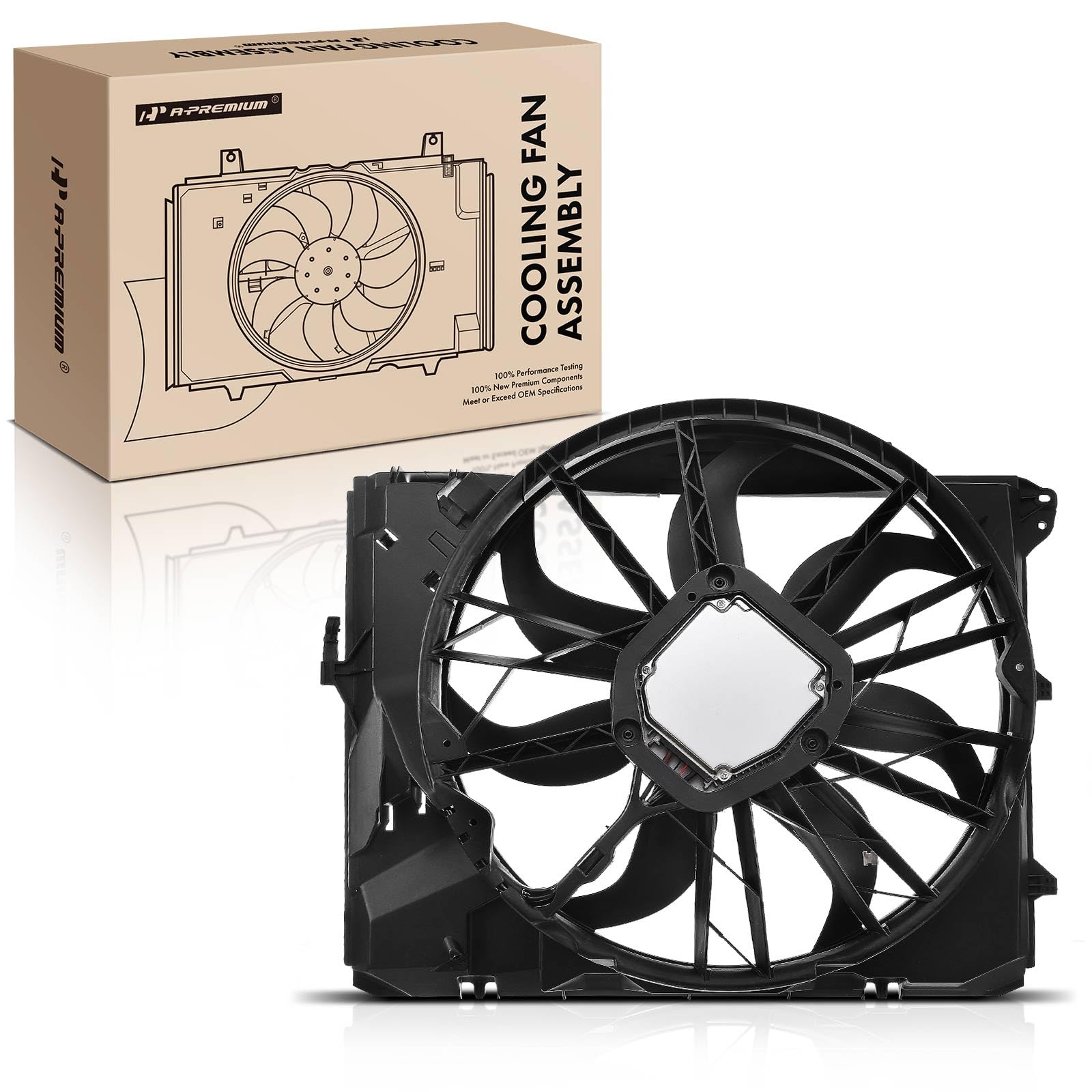 Premium Engine Radiator Cooling Fan Assembly for BMW 323i 325i 328i 330i 128i (2006-2013 Models) - High Performance Replacement Part for Engine Cooling System - Perfect for City Driving & Hot Weather Conditions