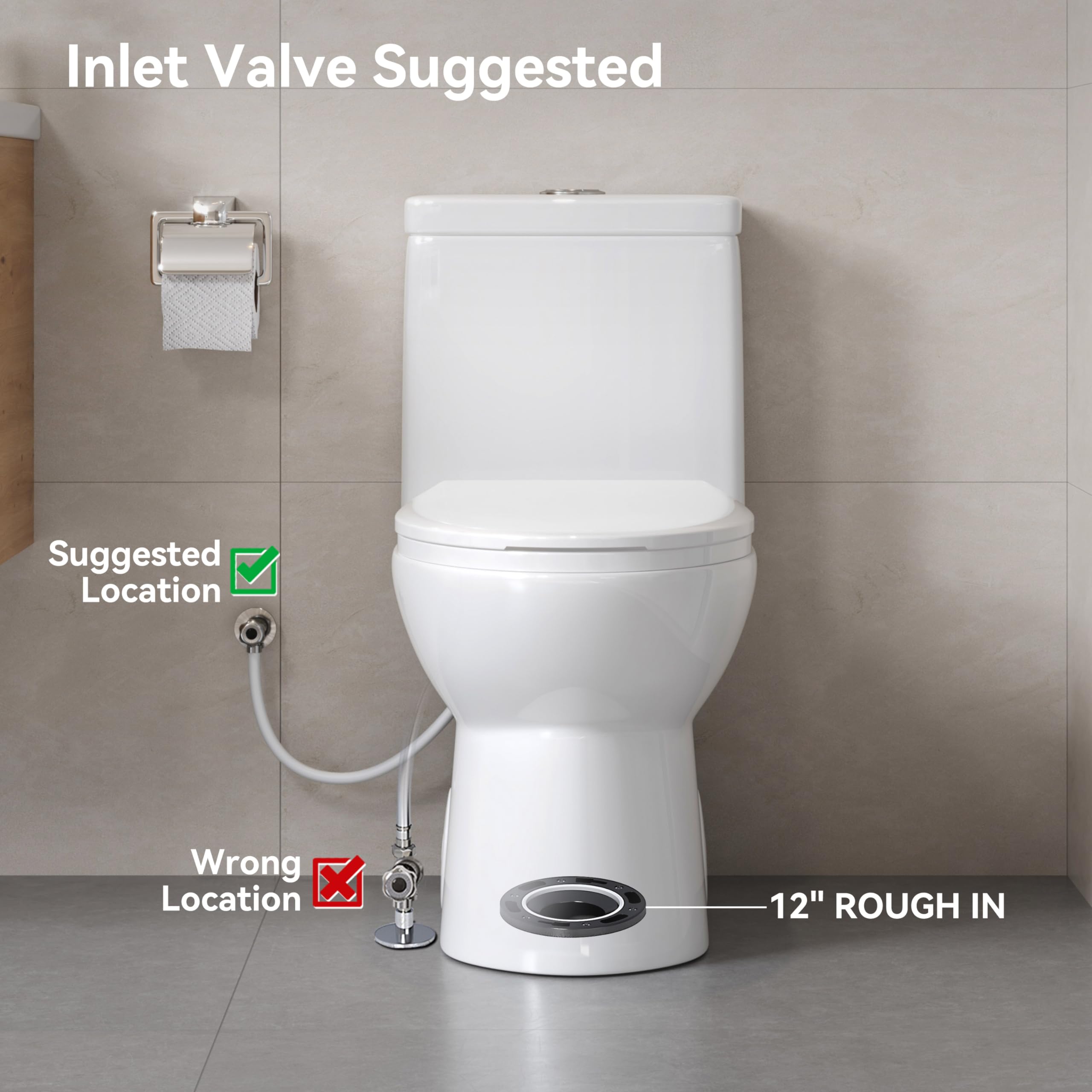 HOROW HR-LT137W Elongated One Piece Toilet with Soft Close Seat - Powerful & Quiet Dual Flush 1.1/1.6 GPF - 12-Inch Rough-In - 27.1x14.6x29.3 Inches - White - Perfect for Modern Bathrooms, Small Spaces & Water-Efficient Homes