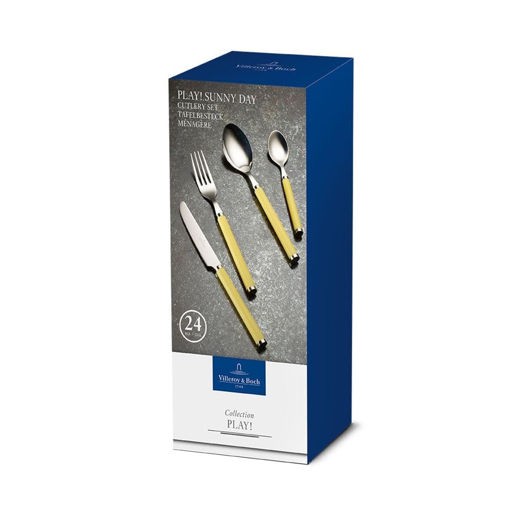 Play! Sunny Day 24-Piece Cutlery Set - Durable Plastic Utensils for Kids, Picnics, Camping & Outdoor Dining
