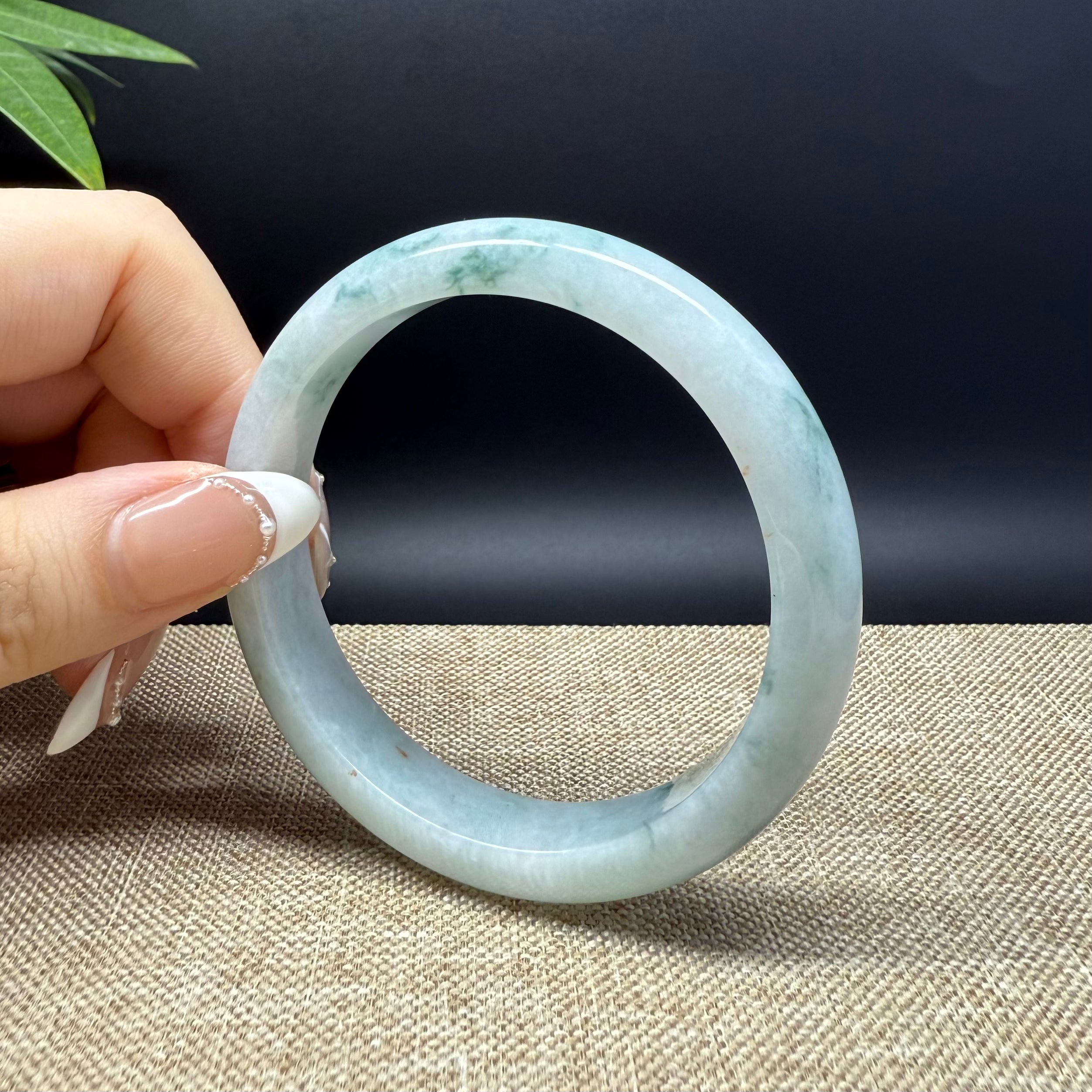 Authentic Burmese Green Jadeite Bangle Bracelet - 57mm Handmade Natural Jade Jewelry for Women, Luxury Gift for Special Occasions, Meditation & Energy Healing Accessory