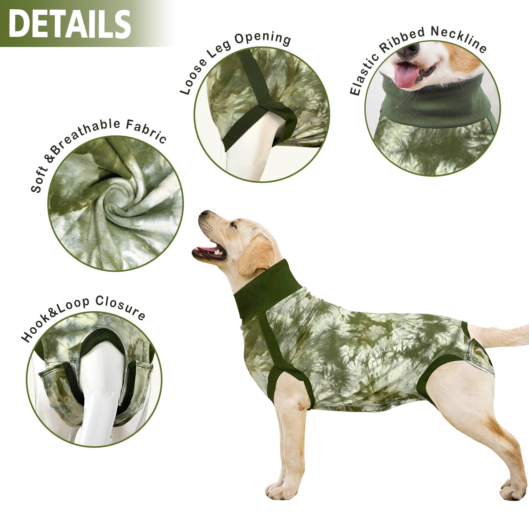 Lianzimau Dog Recovery Suit - Post-Surgery Anti-Licking Spay Suit for Female & Male Dogs | E-Collar Cone Alternative | Surgical Onesie for Abdominal Wounds | Perfect for Post-Op Care, Neutering & Wound Healing
