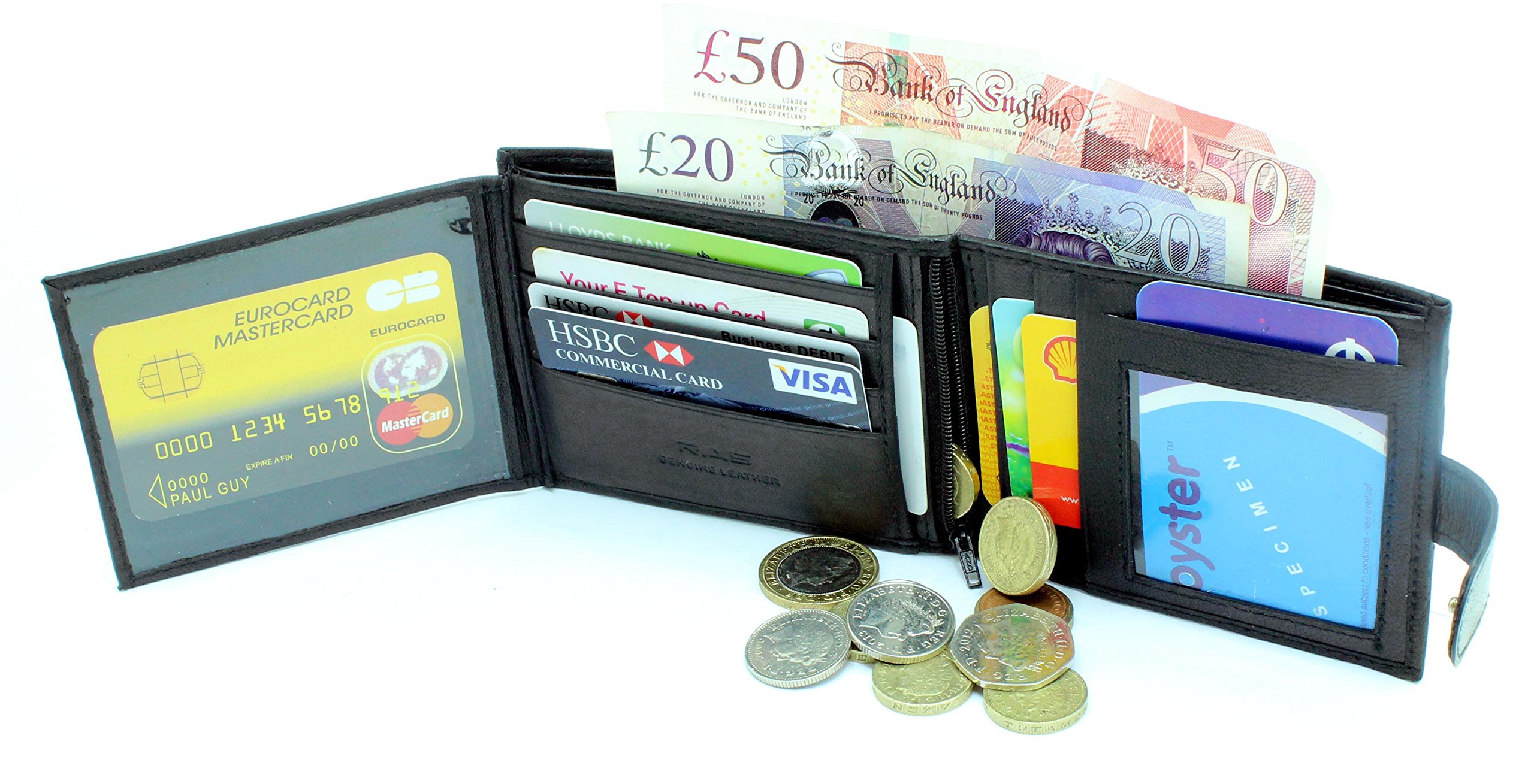 Premium Men's Leather Wallet with RFID Protection - Slim Credit Card Holder, Debit Card Organizer & Zip Coin Pocket | Ideal for Everyday Carry, Travel & Business Use