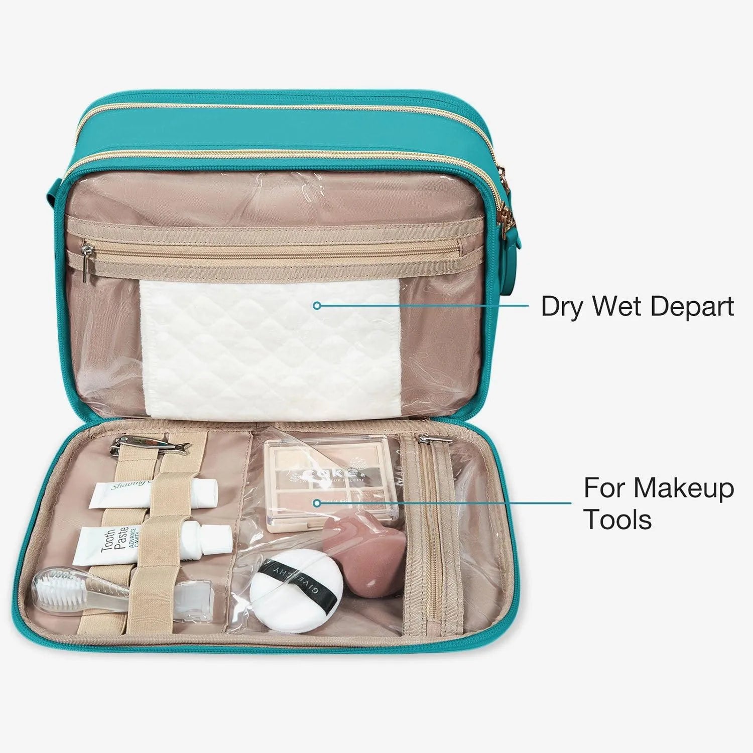 Waterproof Travel Makeup Organizer Bag - Portable Cosmetic Case for Women, Perfect for Airplane Carry-on & Vacation Essentials Storage