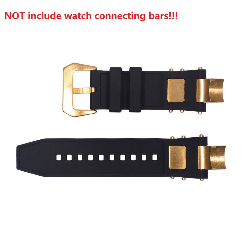 Invicta Subaqua Noma III Replacement Watch Band - Black Rubber Silicone Strap with Buckle & Gold Metal Inserts | Durable Waterproof Watch Accessory for Diving, Swimming & Outdoor Activities