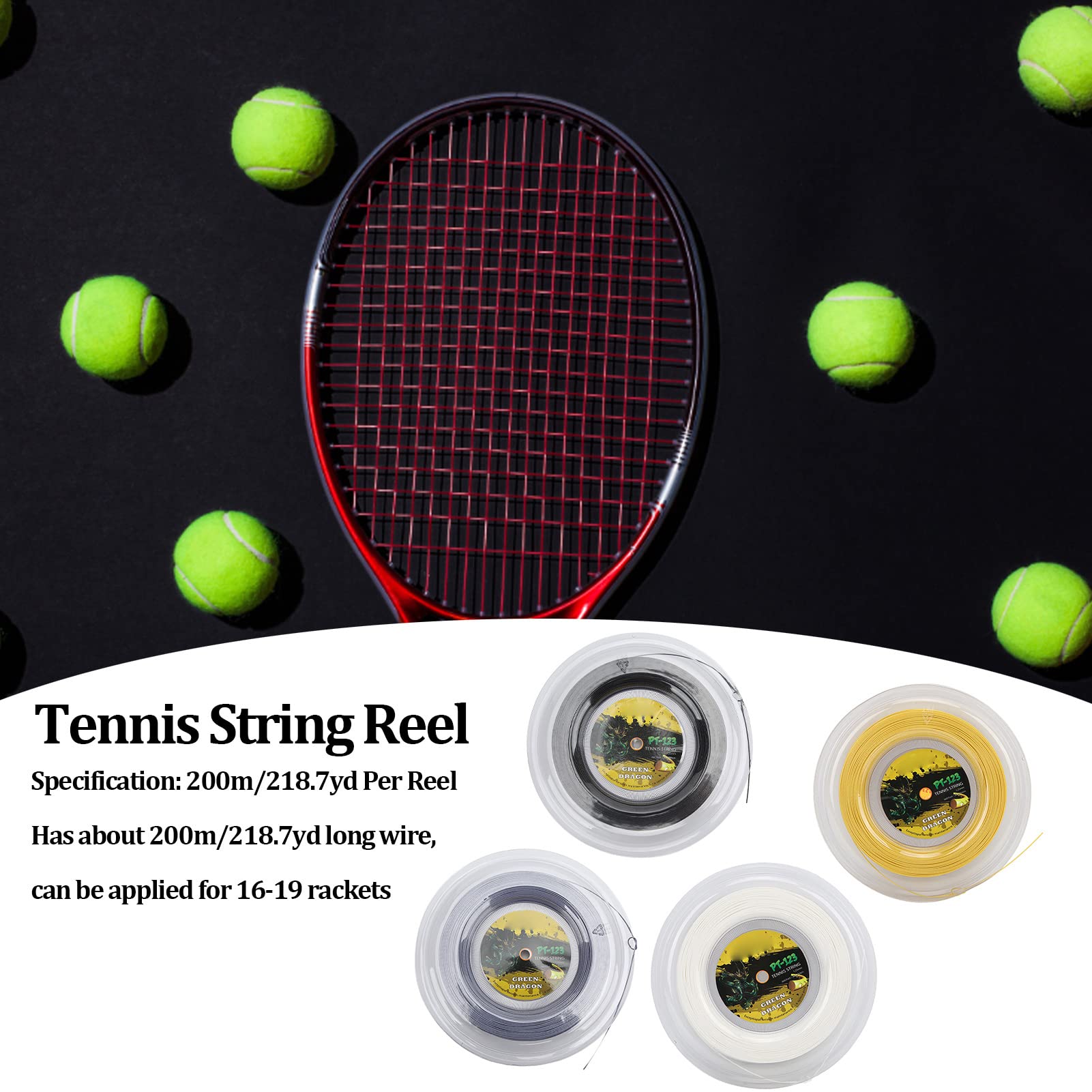 Premium 200m Polyester Tennis String Reel - 1.25mm Sports Racket String for Daily Training & Competition | Durable Tennis Racquet Wire for Professional & Recreational Players | Perfect for Tennis Courts, Clubs & Home Practice