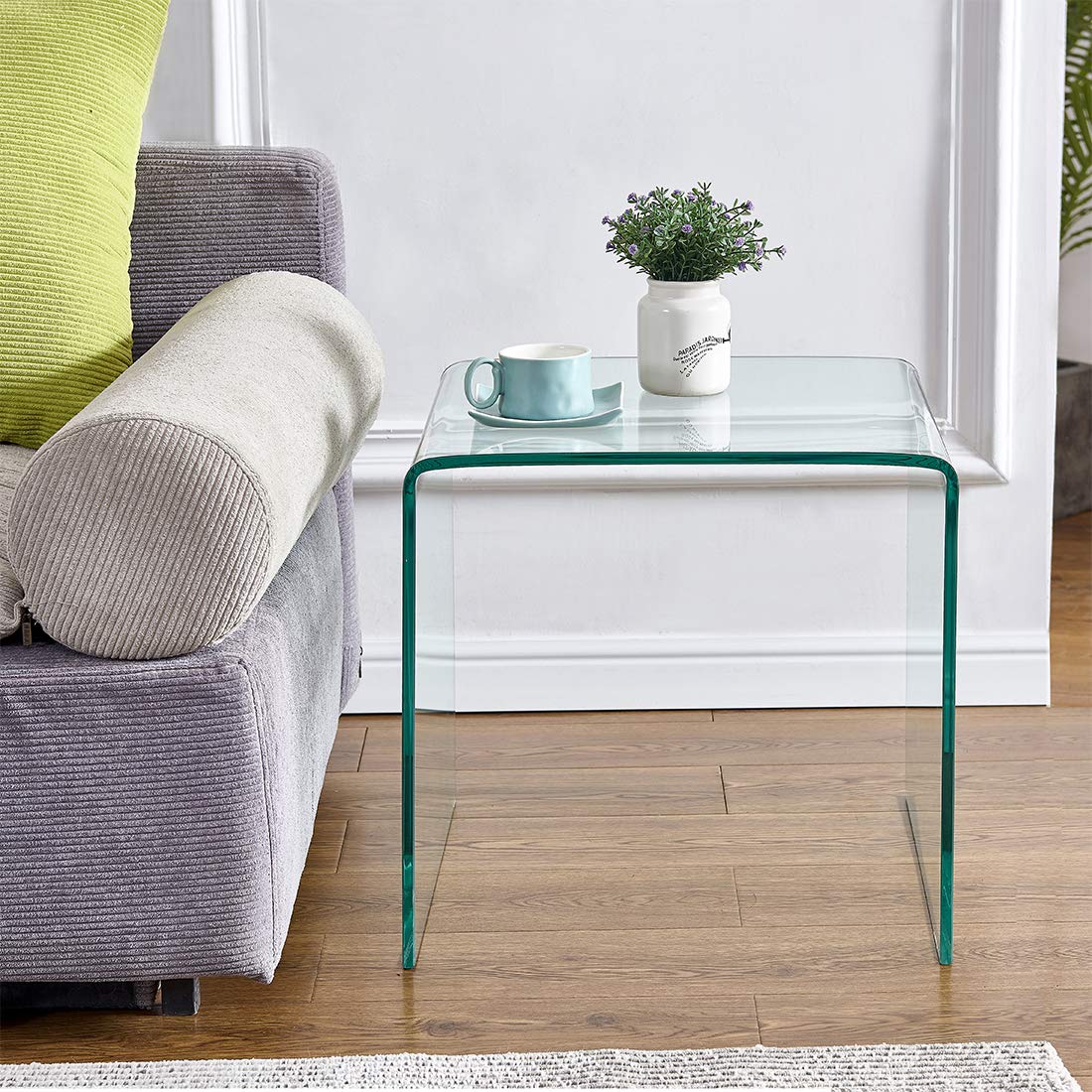 Modern Glass End Table - 19.7