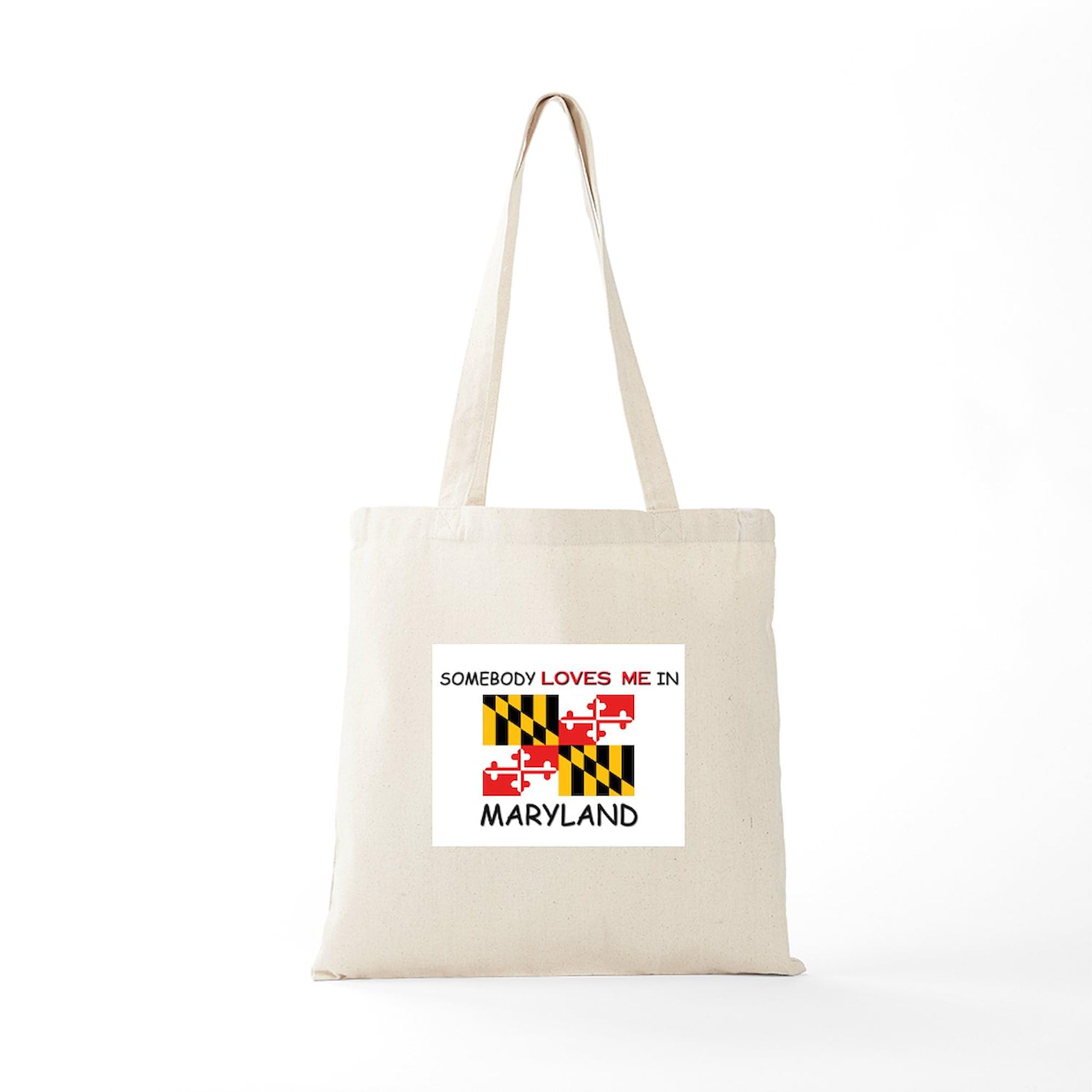 Somebody Loves Me In Maryland Tote Bag - Natural Canvas Reusable Shopping Bag for Groceries, Beach & Everyday Use