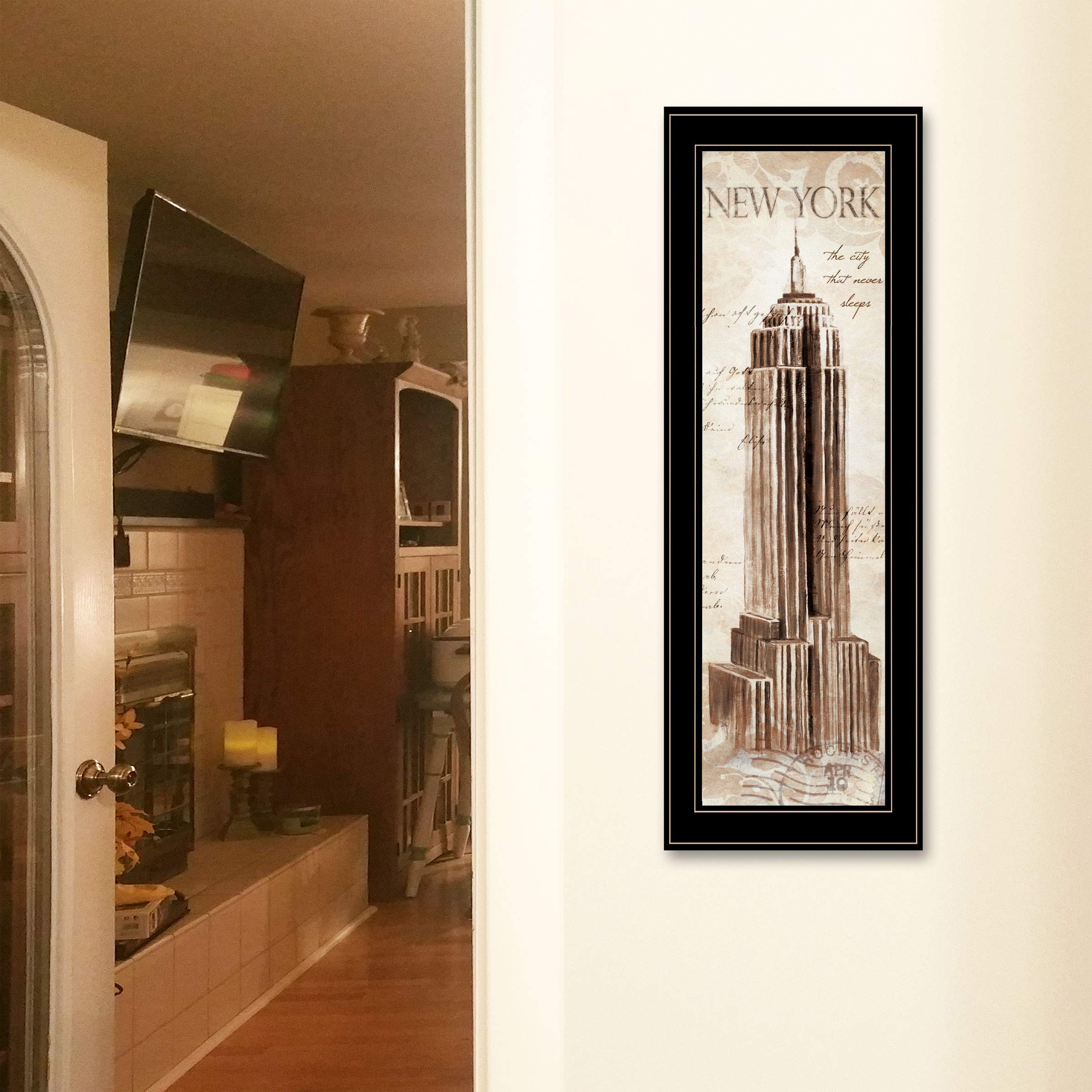 Trendy New York Skyline Framed Wall Art - Modern Black Panel Print for Living Room & Bedroom Decor - Perfect for Home Office & Apartment Wall Decoration by Cloverfield & Co.