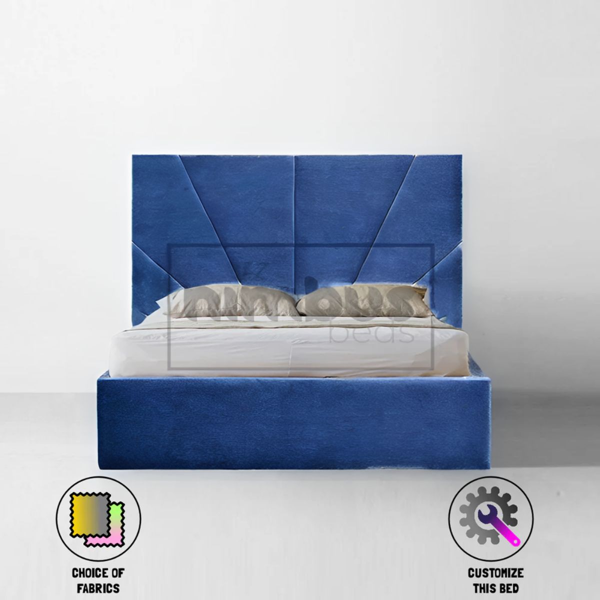 Modern Sunset Bed Frame - Queen Size Wooden Platform Bed with Headboard & Storage - Perfect for Bedroom, Guest Room & Small Spaces