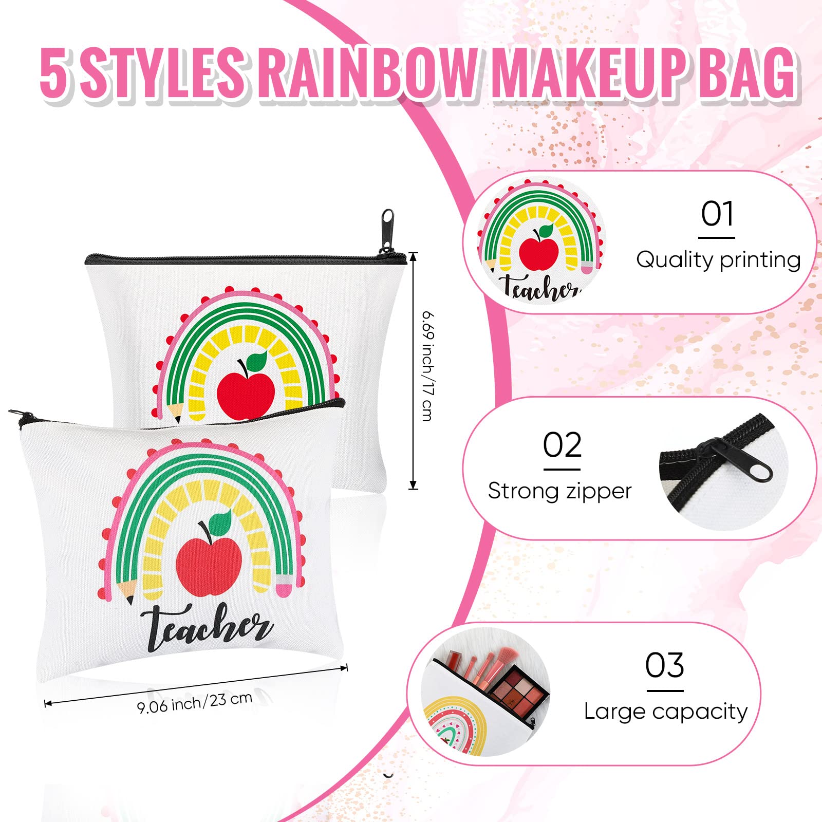 Amylove 10-Piece Teacher Appreciation Gift Set - Canvas Tote Bag & Makeup Pouch for Women - Perfect for Teacher Week, End of Year Gifts & Back to School Supplies