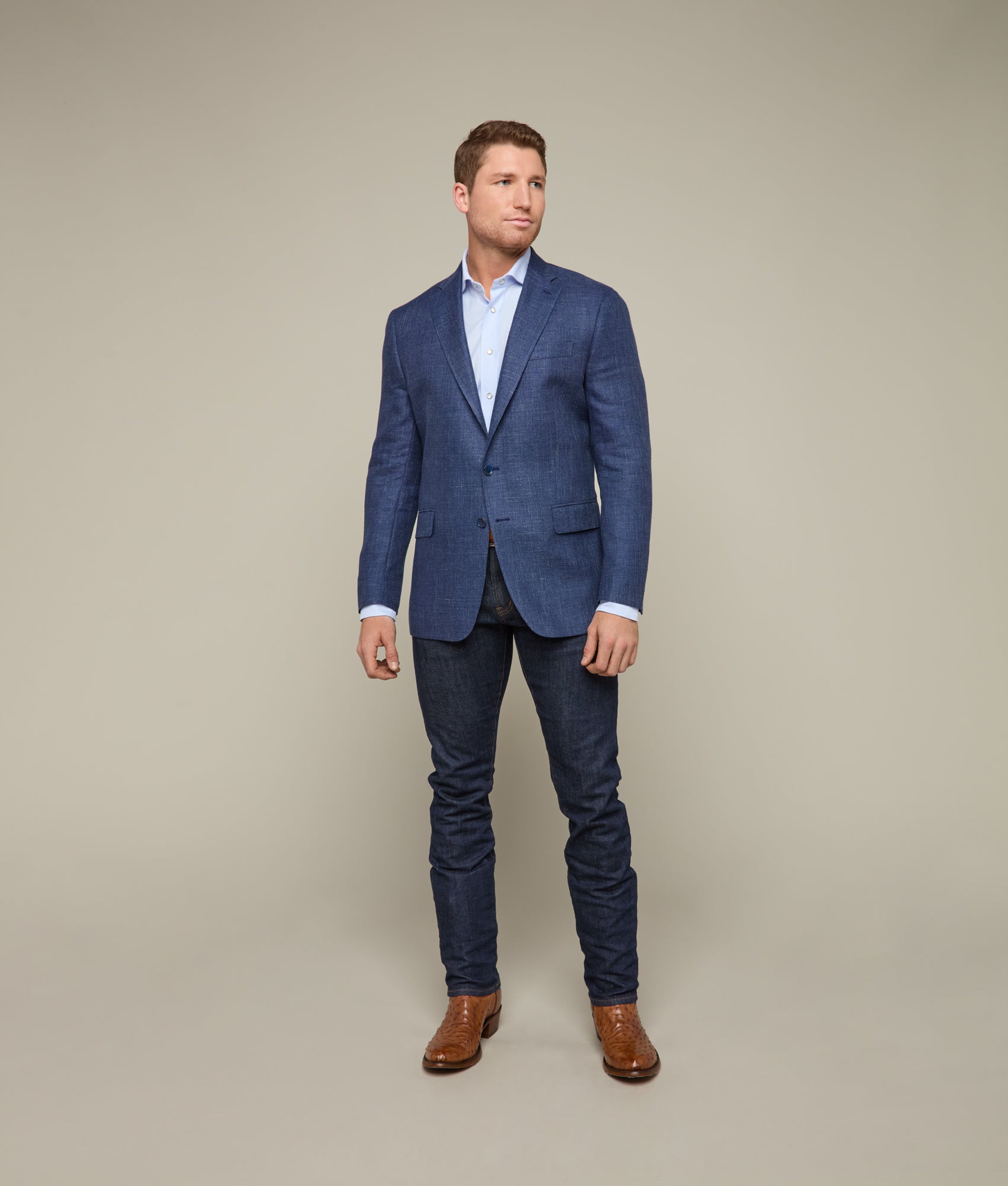 Lucchese Men's Navy Sport Coat - Premium Wool Blazer for Business, Office & Formal Events | Classic Fit & Stylish Design for Professional & Special Occasions