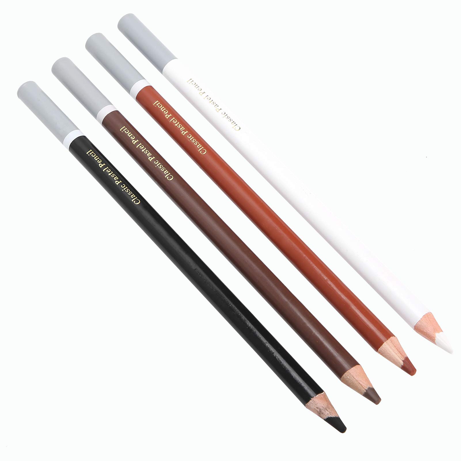 Professional 4PCS Charcoal Pencils Drawing Set - Soft/Hard Charcoal, White & Color Pencils for Sketching, Shading, Blending - Perfect for Artists, Students & Sketchbook Drawing