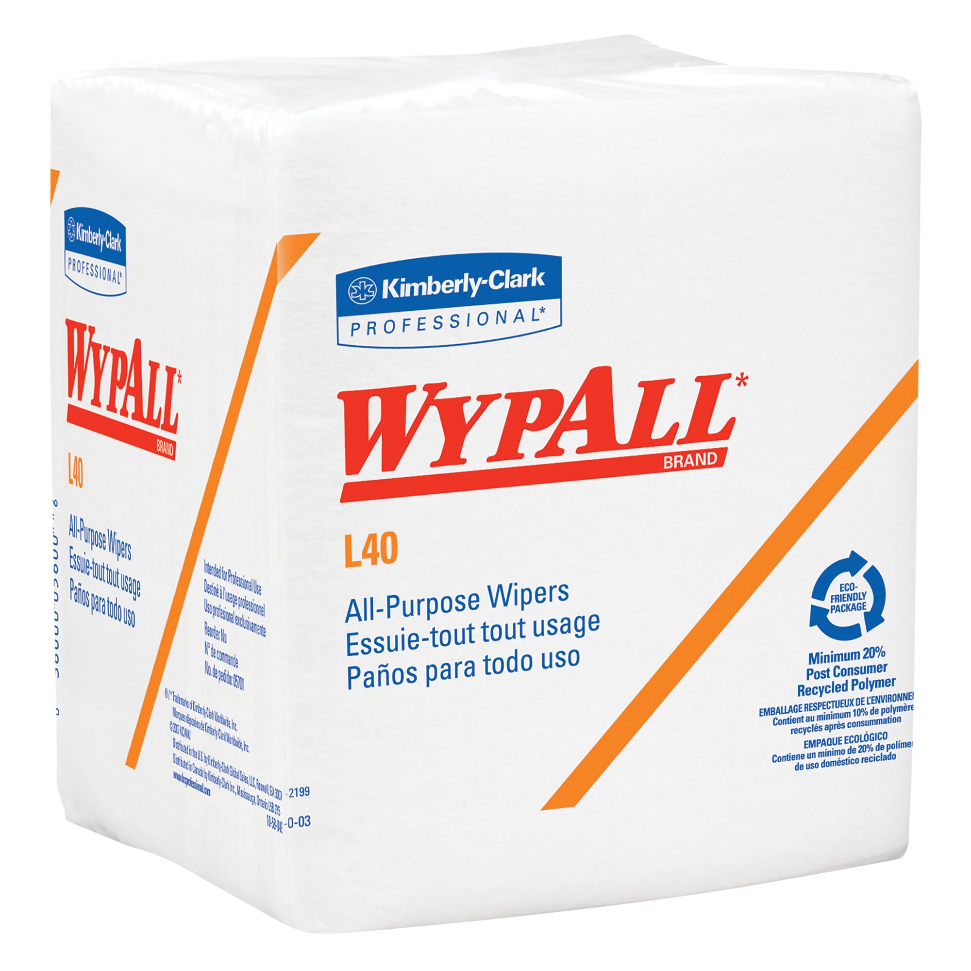 Kimberly-Clark WypAll L40 Disposable Cleaning Towels - White, 12 Packs (56 Sheets Each) - 672 Total Sheets - Industrial & Household Cleaning Wipes for Workshops, Kitchens & Garages