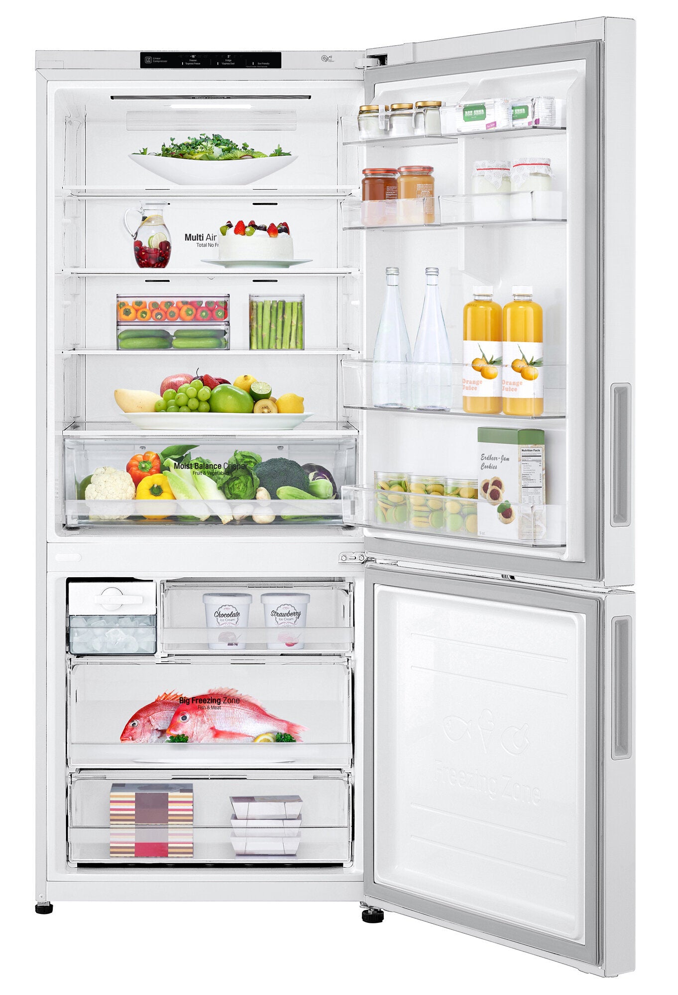 LG 455WL 420L Bottom Mount Refrigerator - Energy Efficient White French Door Fridge for Modern Kitchen | Perfect for Family Homes & Open-Plan Living Spaces