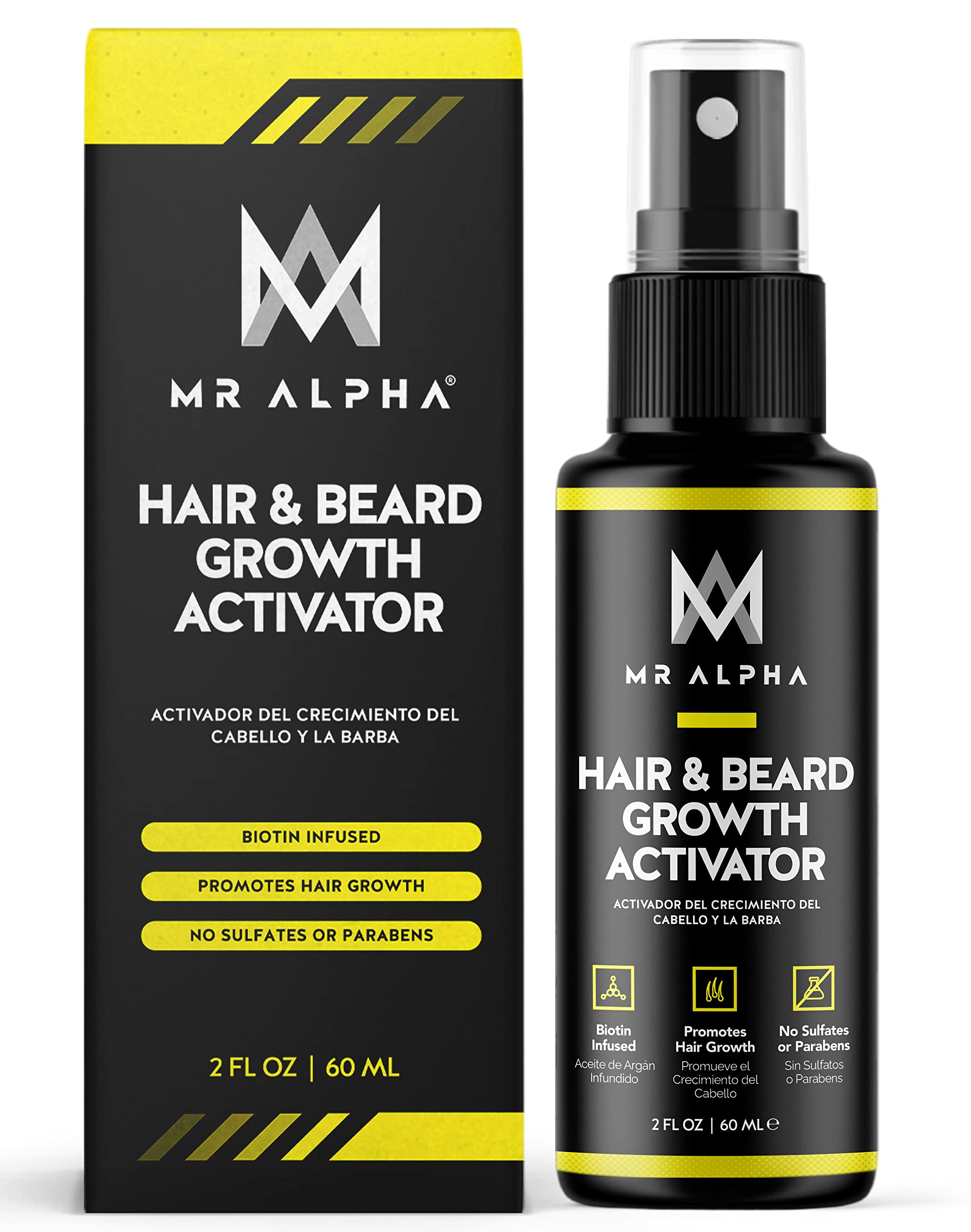 MR ALPHA Biotin Hair Growth Serum for Men & Women - Natural Hair & Beard Growth Booster Oil - Repair Dry Damaged Hair - Hair Loss Treatment for Thicker Fuller Hair - 2oz - Perfect for Daily Hair Care & Styling Routine