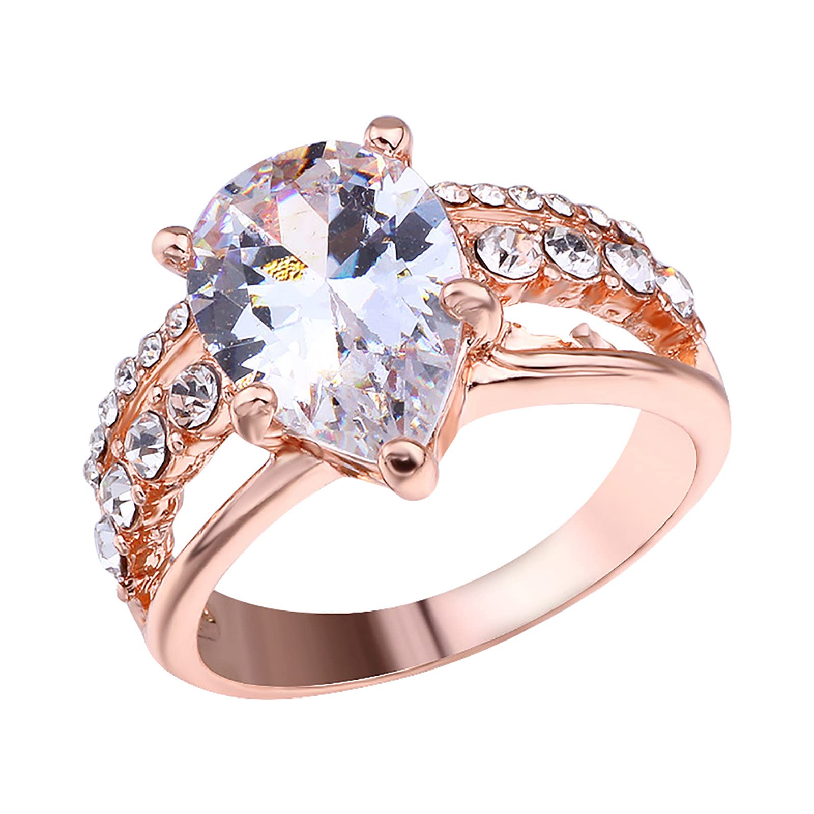 Sparkling Oval Zirconia Diamond Ring for Women - Elegant Simple Jewelry Gift for Mother, Daughter, Sister, Wife & Girlfriend | Perfect for Christmas, Birthday & Valentine's Day | Wedding, Anniversary & Special Occasion Jewelry