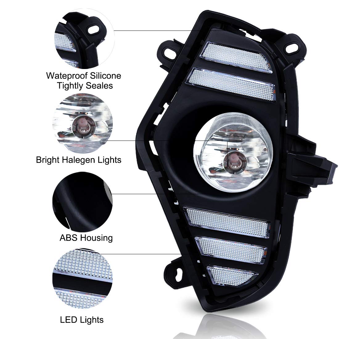 2019-2020 TOYOTA RAV4 LED Daytime Running Lights + Fog Lamps Combo - White Ice Blue DRL with Yellow Turn Signal - Complete Kit Includes Bezel, Wiring, LED Bulbs & Halogen - Perfect for Off-Roading, Night Driving & Car Customization