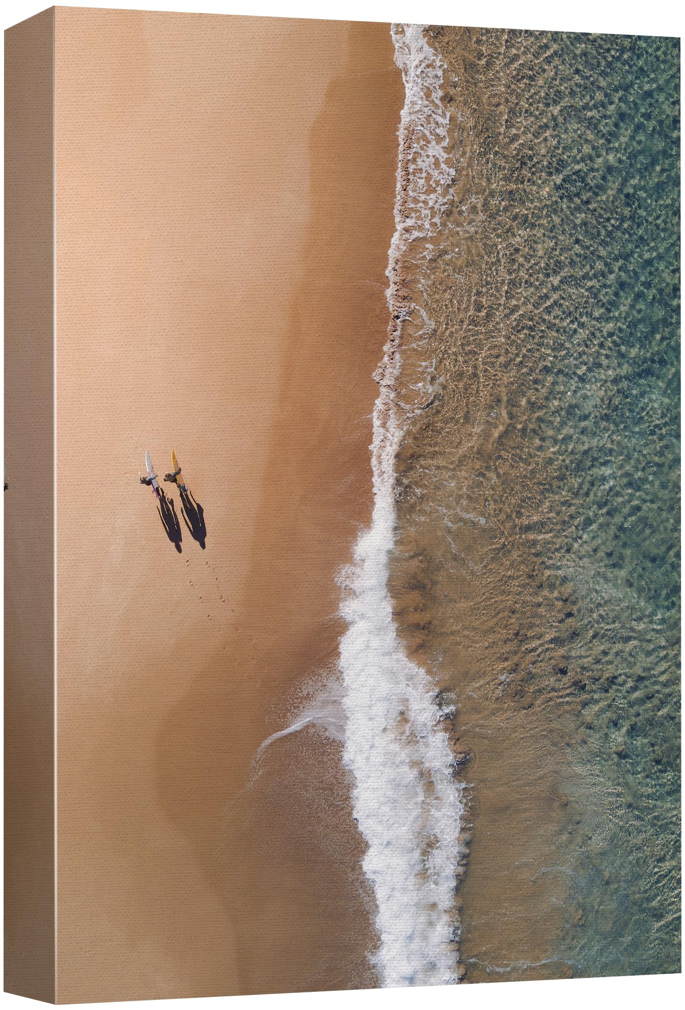 Signford Canvas Print Wall Art - Aerial View of Surfers on Beach, Coastal Landscape Photography, Realism Scenic Decor, Multicolor Rustic Wall Art for Relaxing Bedroom, Living Room or Office (32x48 Inches) - Perfect for Coastal, Beach House & Boho Home Decor