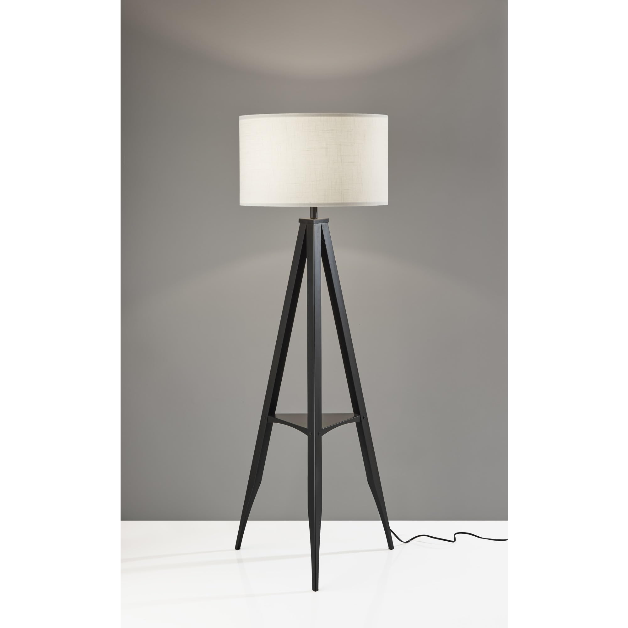 ADESSO Warren Shelf Floor Lamp - Modern Adjustable LED Reading Light for Living Room, Bedroom & Office - Perfect for Reading, Working & Relaxing