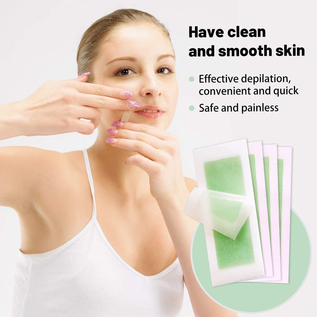 10 Pcs Ayushicreationa Hair Removal Wax Strips for Eyebrows, Face, Upper Lip & Chin - Home & Salon Use for Women & Girls - Perfect for Smooth Skin at Home, Spa Days or Professional Waxing
