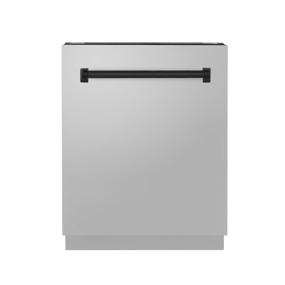 ZLINE Autograph Edition 24-inch 3rd Rack Top Control Tall Tub Dishwasher - Stainless Steel with Matte Black Handle, 51dBa Ultra Quiet (DWVZ 304 24 MB) - Perfect for Modern Kitchens and Open-Concept Homes
