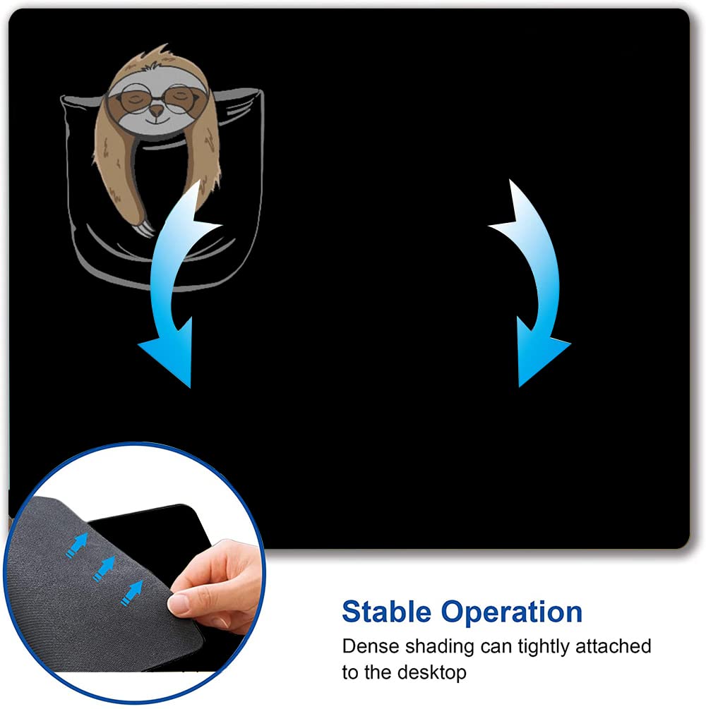 Premium Sloth-Themed Mouse Pad - Non-Slip Rubber Base Desk Mat for Office & Gaming - Cute Animal Wireless Mouse Pad for Laptop & PC (Black Square Design) - Perfect for Work, Gaming & Home Office Setup