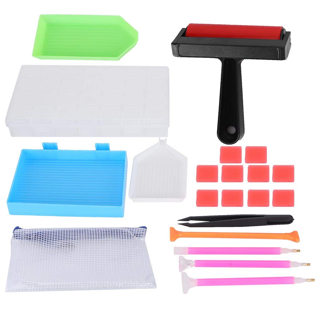 21-Piece 5D Diamond Painting Kit with 28-Slot Storage Box, Crystal Embroidery Tools & Roller - DIY Art Craft Supplies for Adults & Kids | Perfect for Home Decor, Gift Giving & Stress Relief