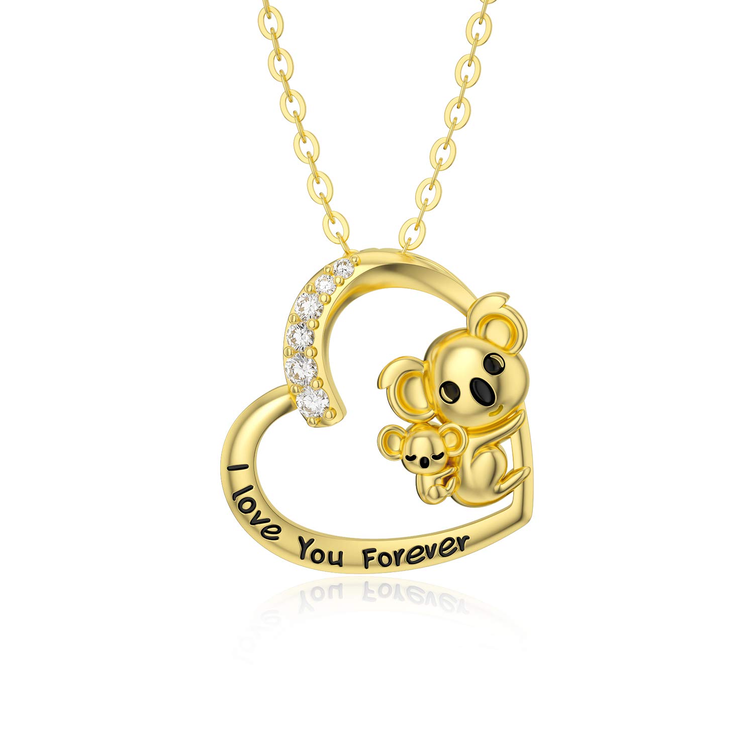 14K Solid Gold Love Heart Pendant Necklace for Women - Mother Daughter Matching Jewelry, 18