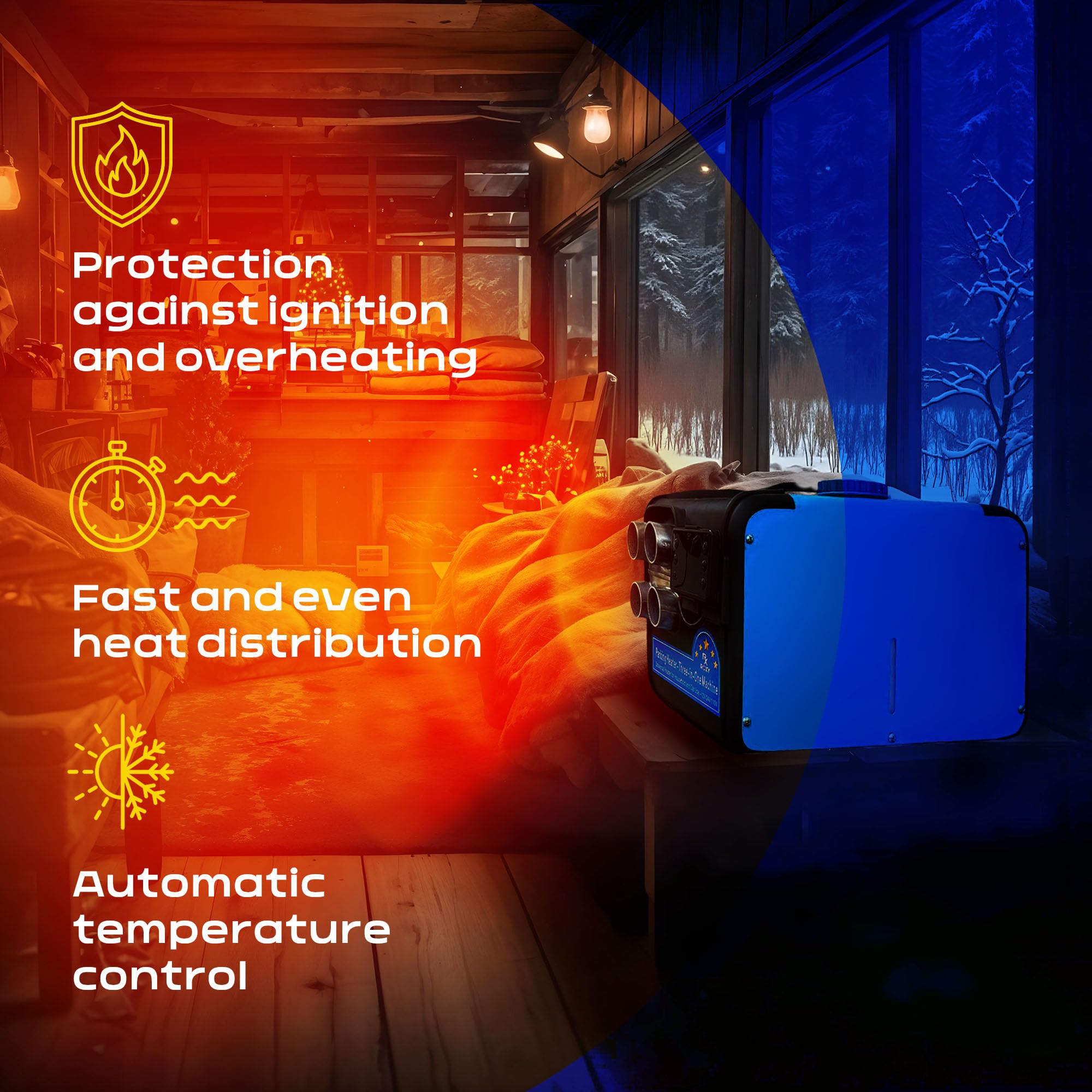 8kW Portable Diesel Heater - 12V/24V/220V Multi-Voltage with 5L Fuel Tank, LCD Screen & Remote Control (-40°F to +176°F) - Perfect for RV Heating, Truck Cab Warmth, Camper & Trailer Climate Control | Blue