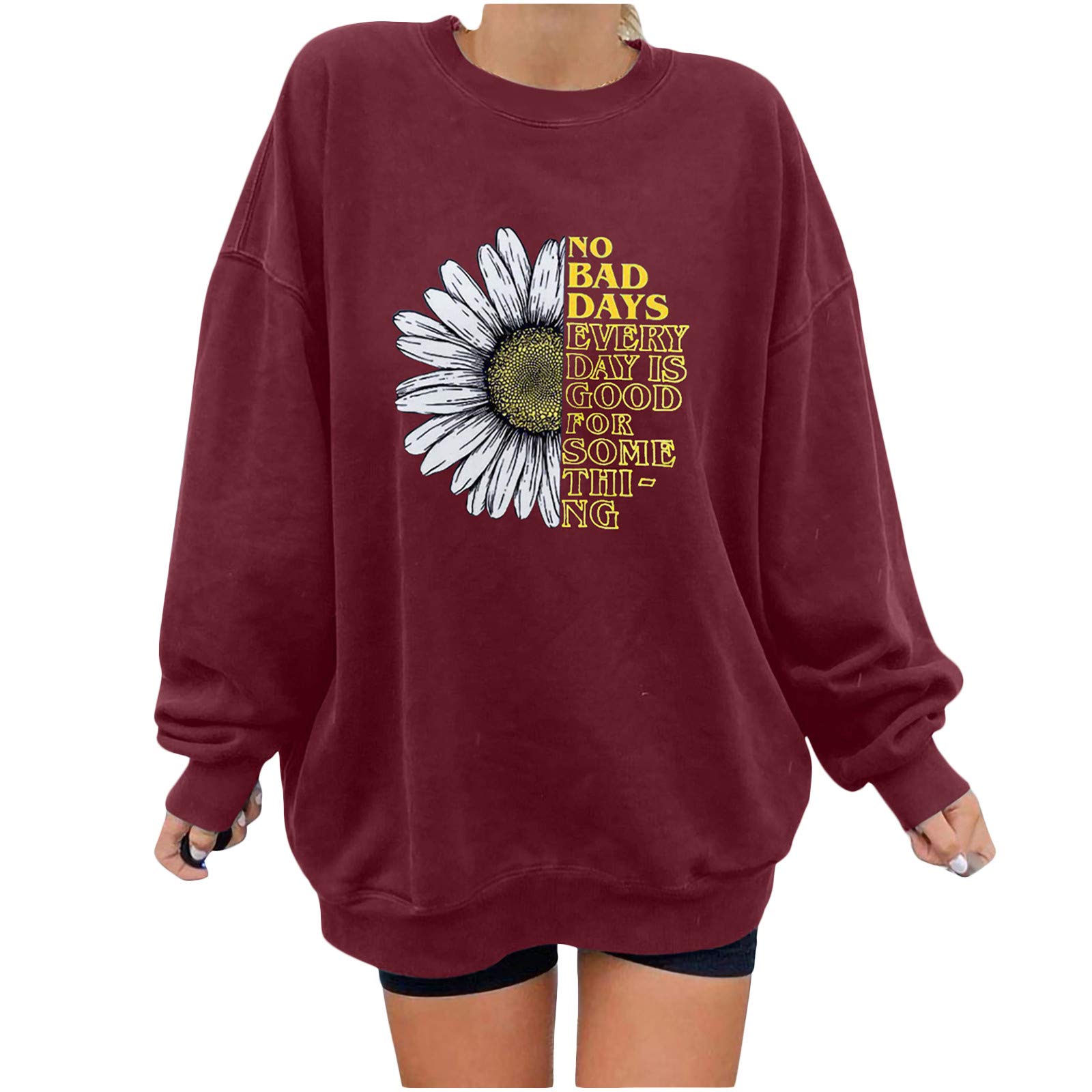 Women's Floral Print Long Sleeve Sweatshirt - Casual Graphic Blouse Top for Everyday Wear | Perfect for Fall Outfits, Coffee Dates & Weekend Errands