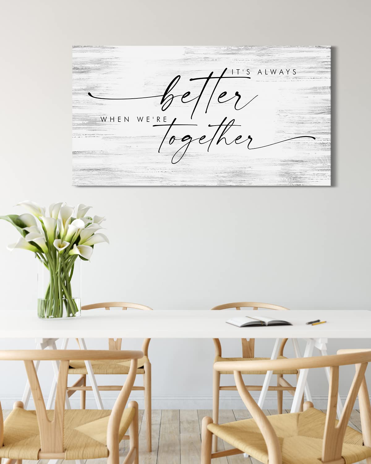 Minimalist Farmhouse Wall Art - 'It's Always Better When We're Together' Canvas Print - 48x24 Inches Ready to Hang - Perfect for Bedroom Decor, Wedding Gifts & Couples' Home - Romantic Home Decor for Master Bedroom, Bridal Shower & Newlyweds