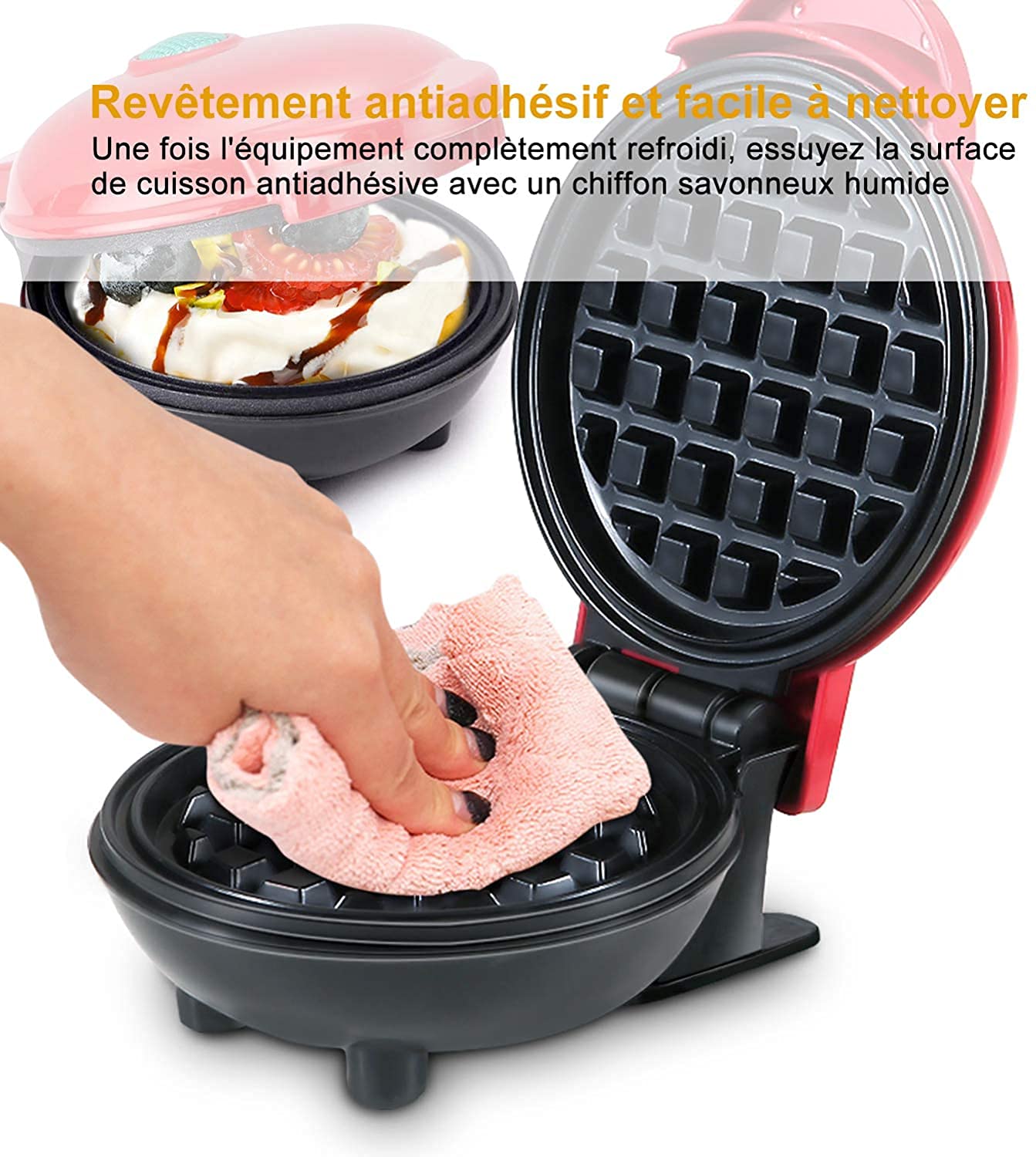 Candora Home Mini Waffle Maker Machine - Perfect for Individual Waffles, Paninis, Hash Browns | Compact & Easy to Use | Ideal for Breakfast, Snacks & Quick Meals at Home, Office or Dorm