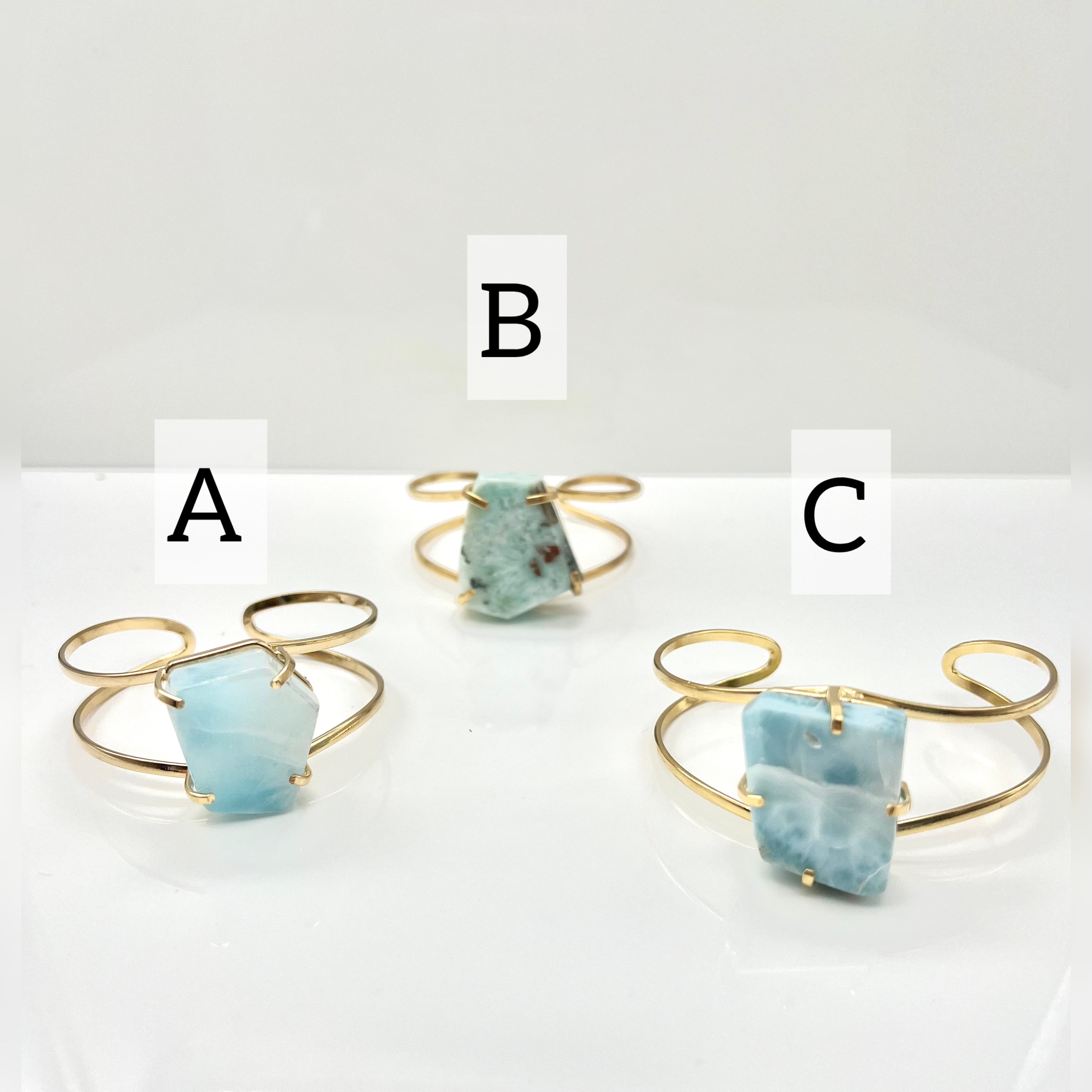 CRYSTAL AND SAGE Jewelry - Gold Plated Larimar Bracelet for Women, Healing Crystal Jewelry for Meditation, Yoga & Spiritual Energy