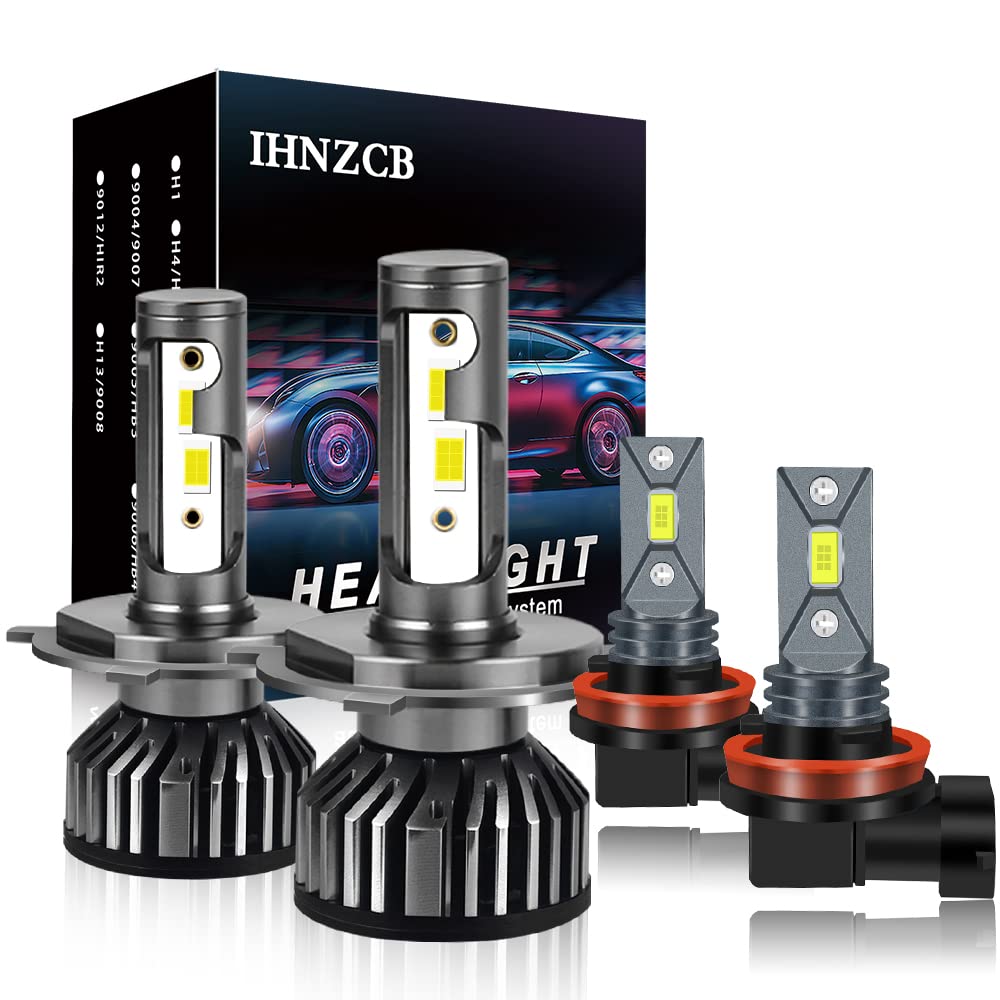 2014-2021 Toyota Tundra LED Headlight Bulbs Kit - H4/9003 High/Low Beam & H11 Fog Lights - Plug and Play 4pc Set - Bright White 6000K - Perfect for Night Driving & Off-Road Adventures