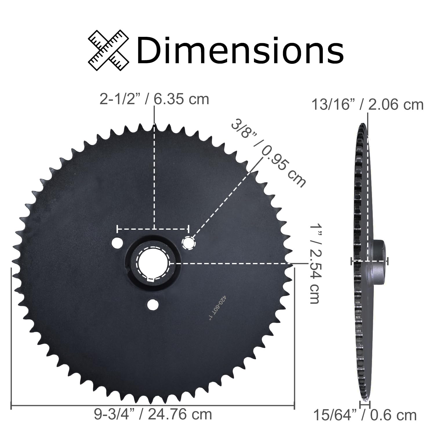 AlveyTech 40/41/420 Chain 60 Tooth Sprocket with 1