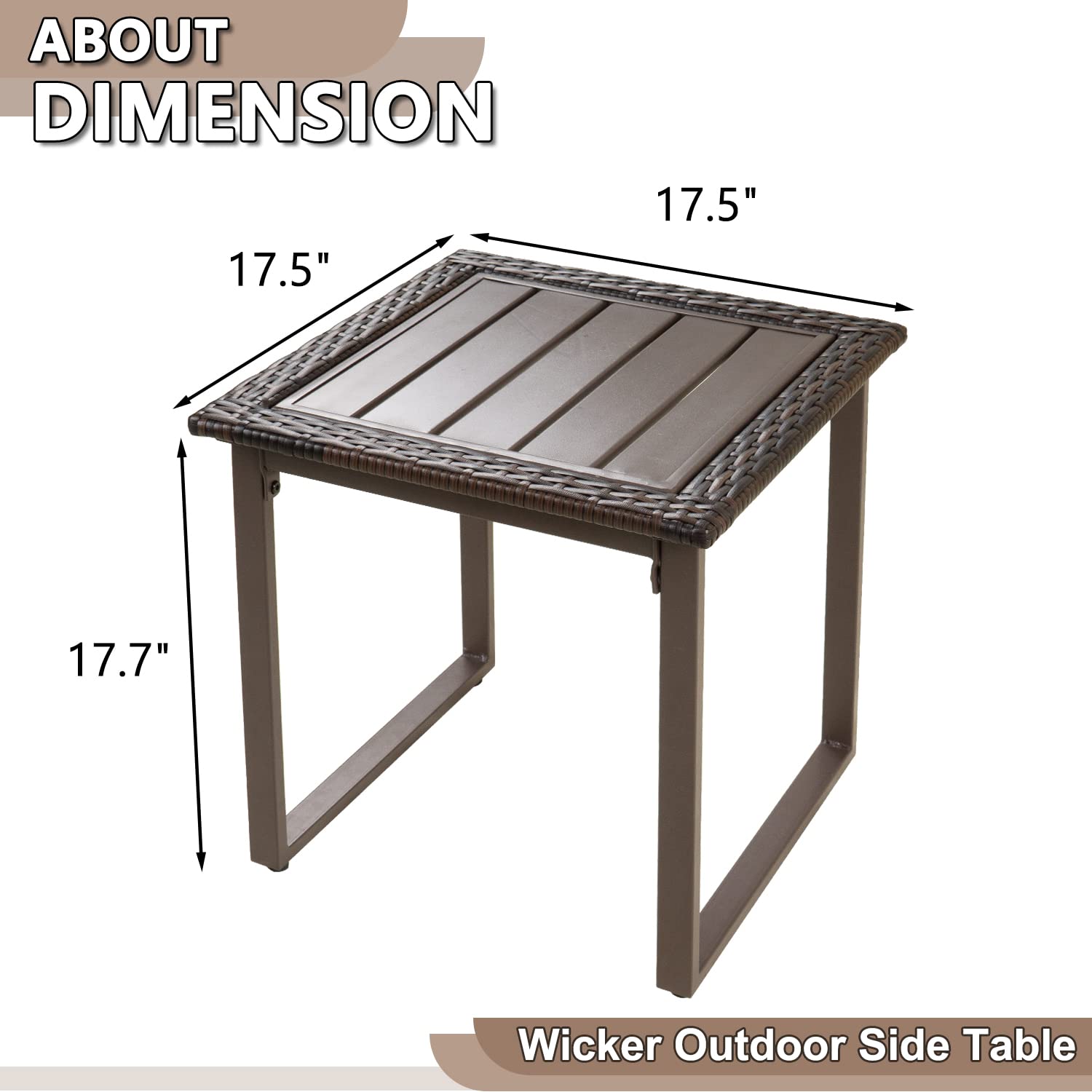 Weather-Resistant Outdoor PE Wicker Coffee Table - Brown All-Weather Metal Patio Side Table for Porch, Garden, Balcony & Backyard | Perfect for Poolside Lounging, BBQ Gatherings & Outdoor Entertaining