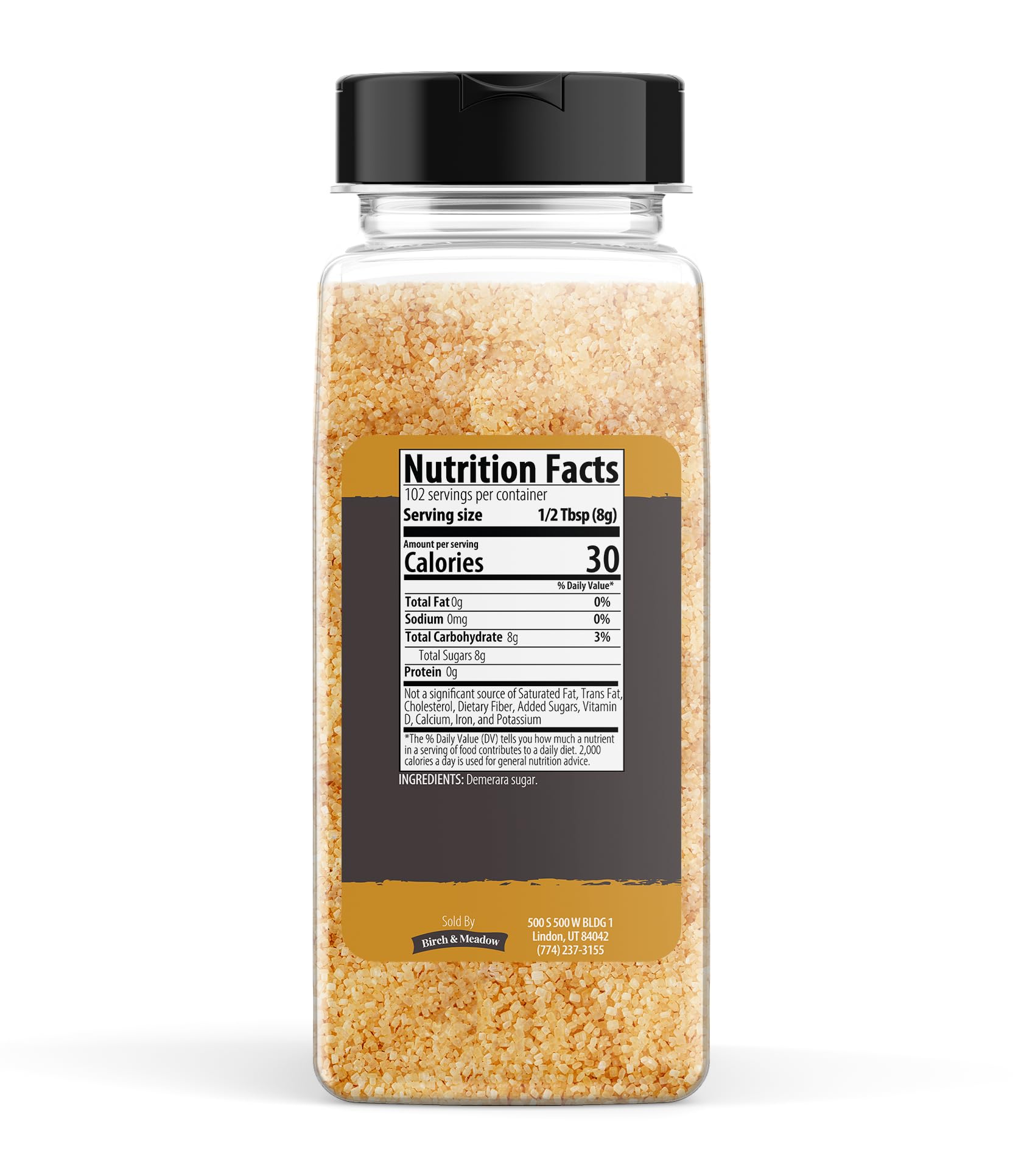 Organic Demerara Sugar Crystals - Raw Unrefined Cane Sugar for Coffee, Tea, Cocktails & Baking - 28.8oz (1.8lb) Bulk Natural Sweetener - Perfect for Homemade Cookies, Cakes & Specialty Drinks