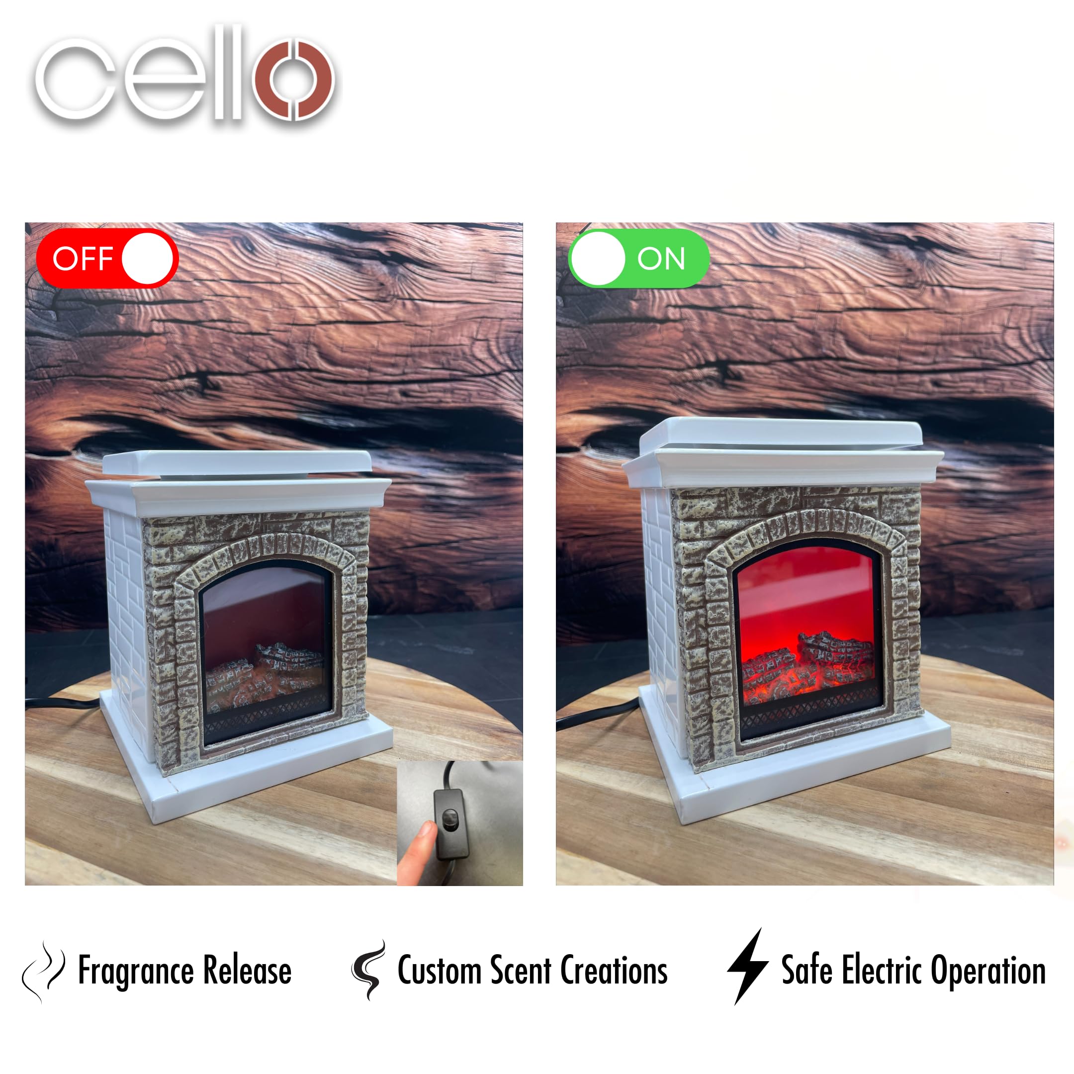 Electric Wax Warmer with Crackling Fireplace Effect - Cozy Aromatherapy Candle Melter for Home, Office & Relaxation - Perfect for Winter Nights & Stress Relief
