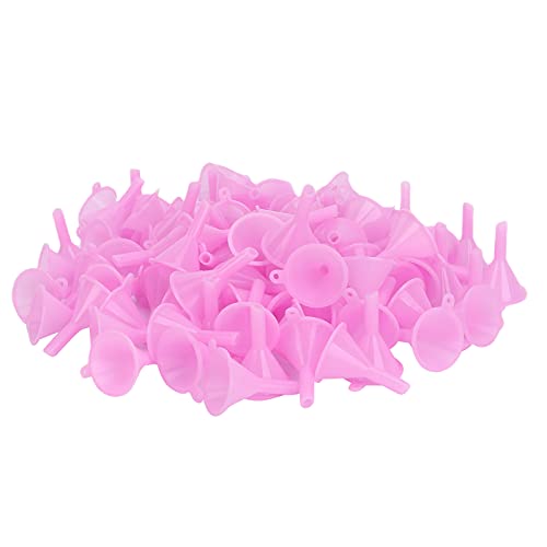 100Pcs Plastic Separatory Funnel for Perfume & Essential Oil Dispensing - Pink Lab Funnels for DIY Perfume Making, Sample Testing & Aromatherapy Blending