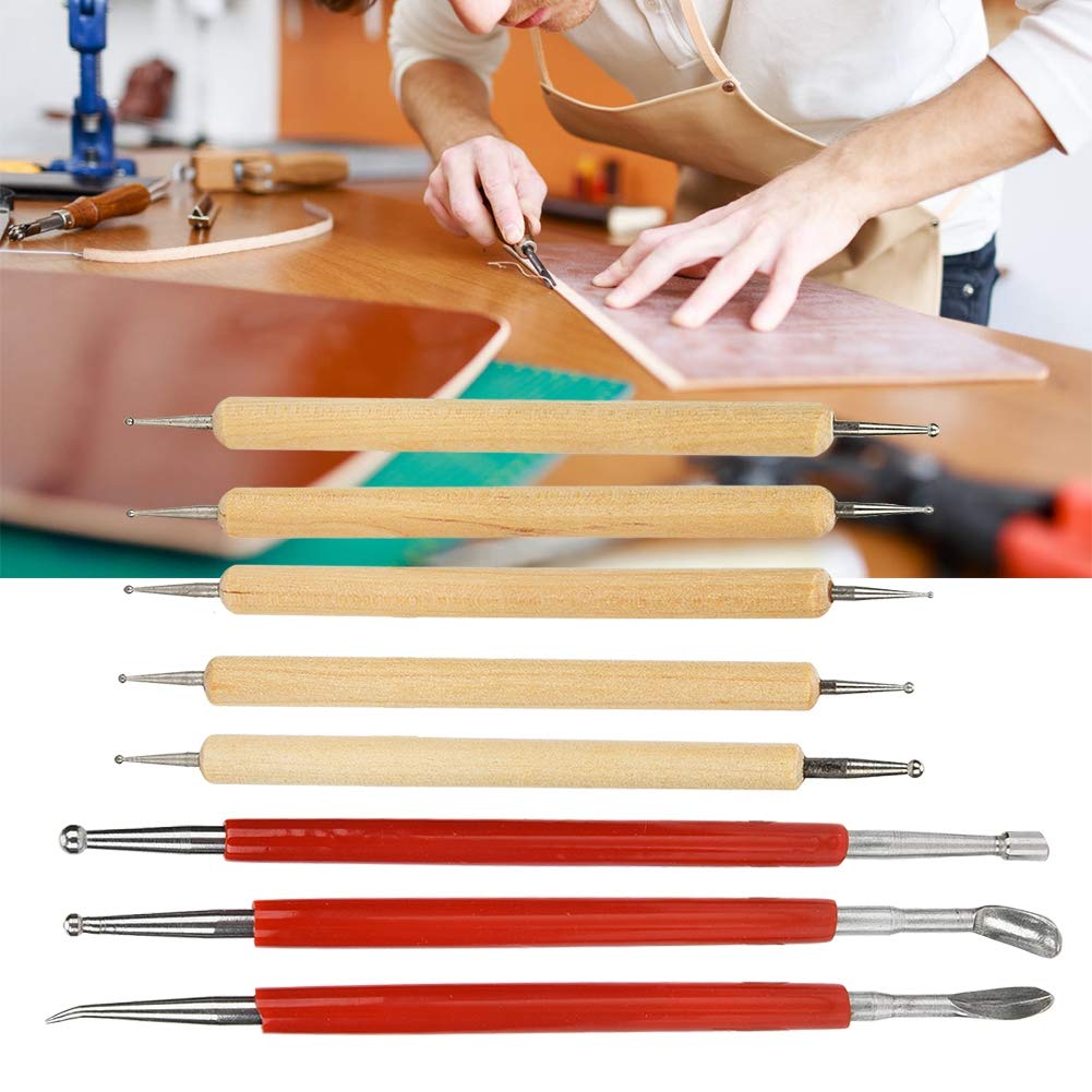 8-Piece Leather Carving Tool Kit - DIY Leather Craft Stylus, Embossing Spoon, Modeling & Point Drill Pen Set for Leatherworking, Perfect for Leather Carving, Stamping & Embossing Projects | Ideal for DIY Leather Crafts, Bookbinding & Leather Repair