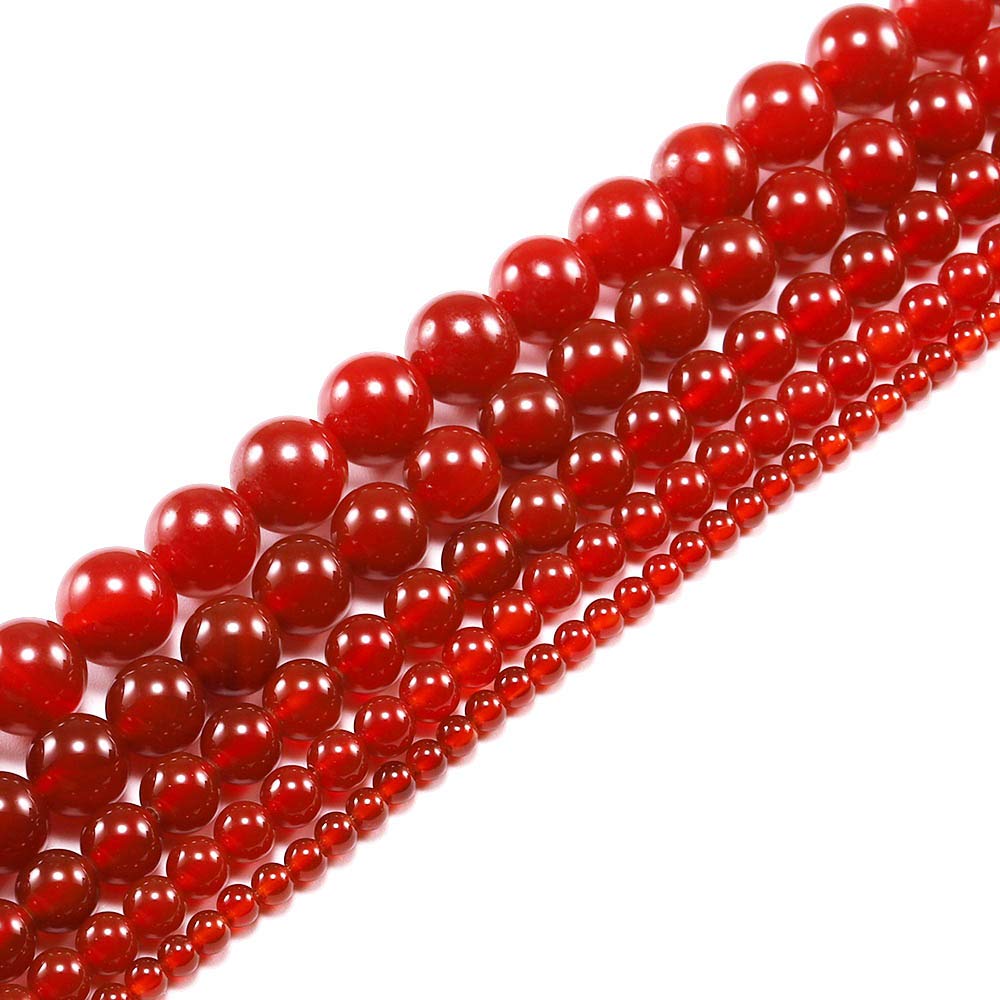 8mm Natural Red Carnelian Agate Round Loose Beads for DIY Jewelry Making - 48pcs (8mm) - Handmade Necklace, Bracelet, Earrings Craft Supplies - Healing Crystal Beads for Meditation & Spiritual Gifts
